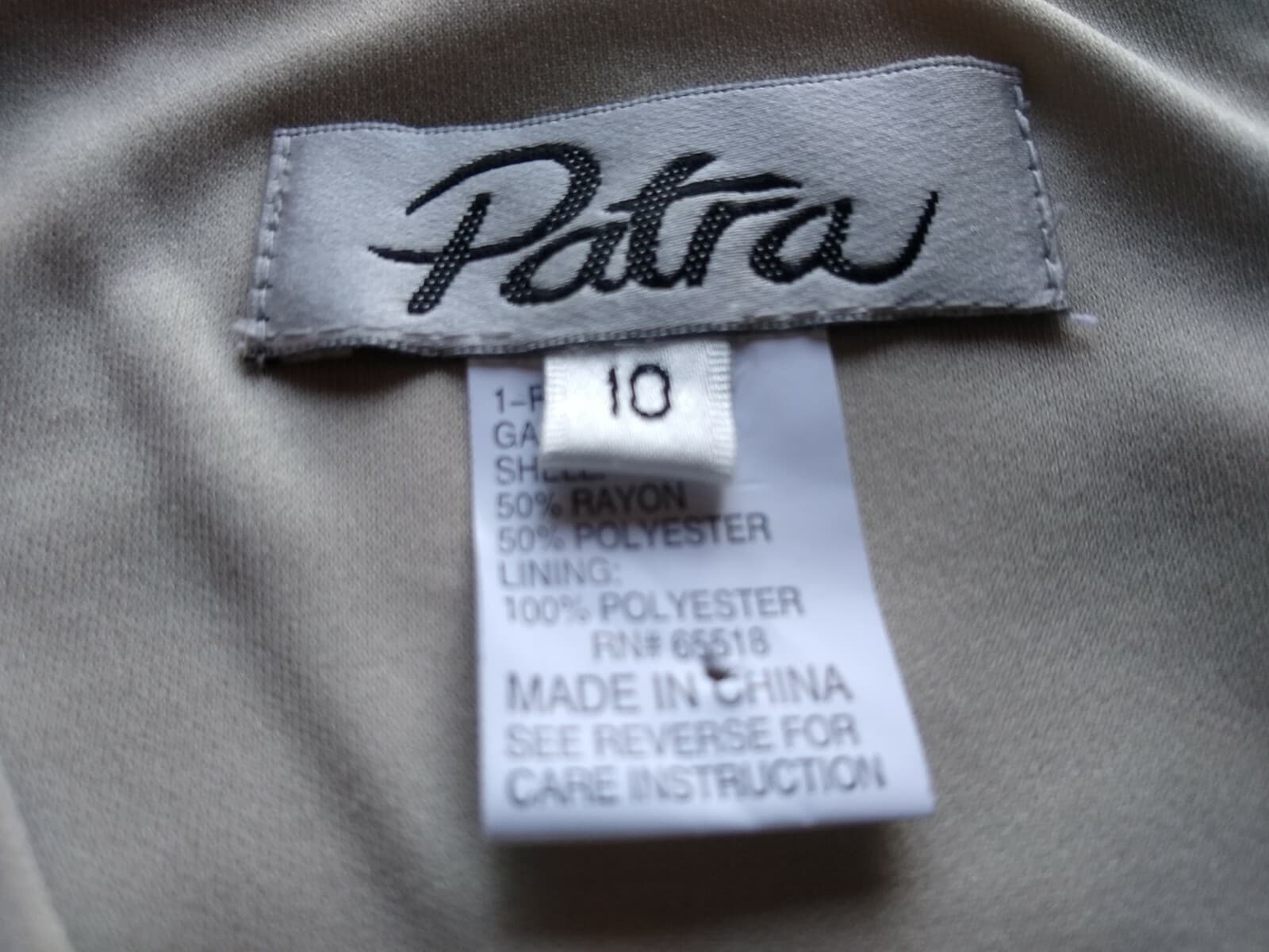 Patra NWT Chiffon Event Party Maxi Dress Long Sleeves V-neck Lined Beige 10 $150 - Thumbnail 10