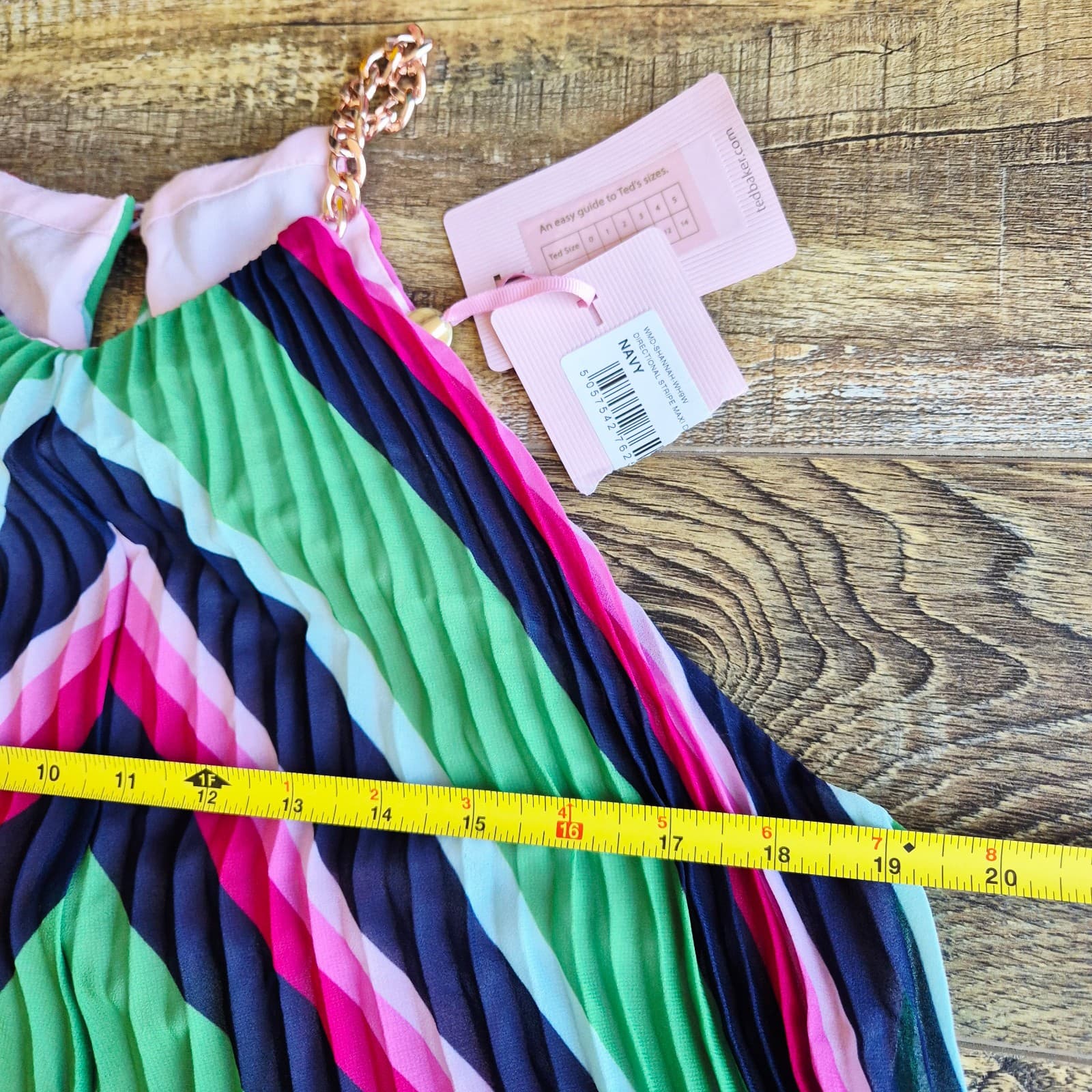 NWT Ted Baker London Shannah Striped Pleated Hi-Low Maxi Dress Halter Sz.4 (12) - Thumbnail 17