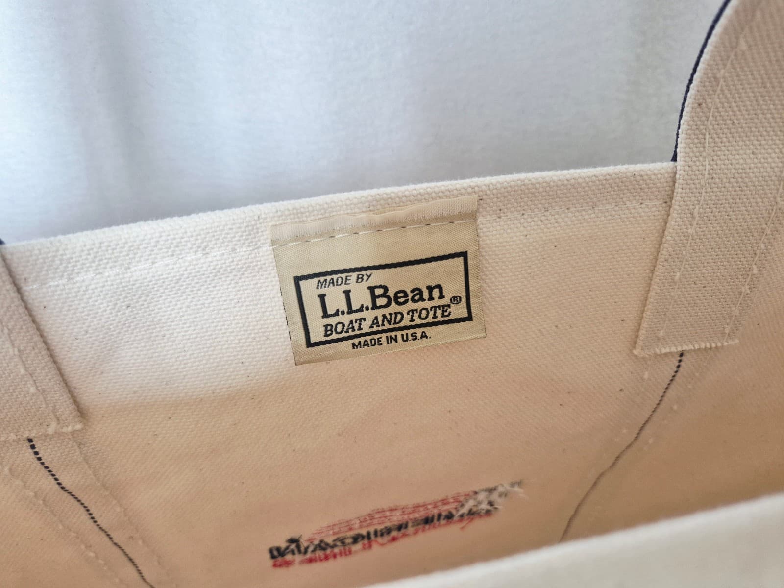 L.L.Bean Boat and Tote Made in USA Cotton Canvas Embroidered Large Tote Bag - Thumbnail 7