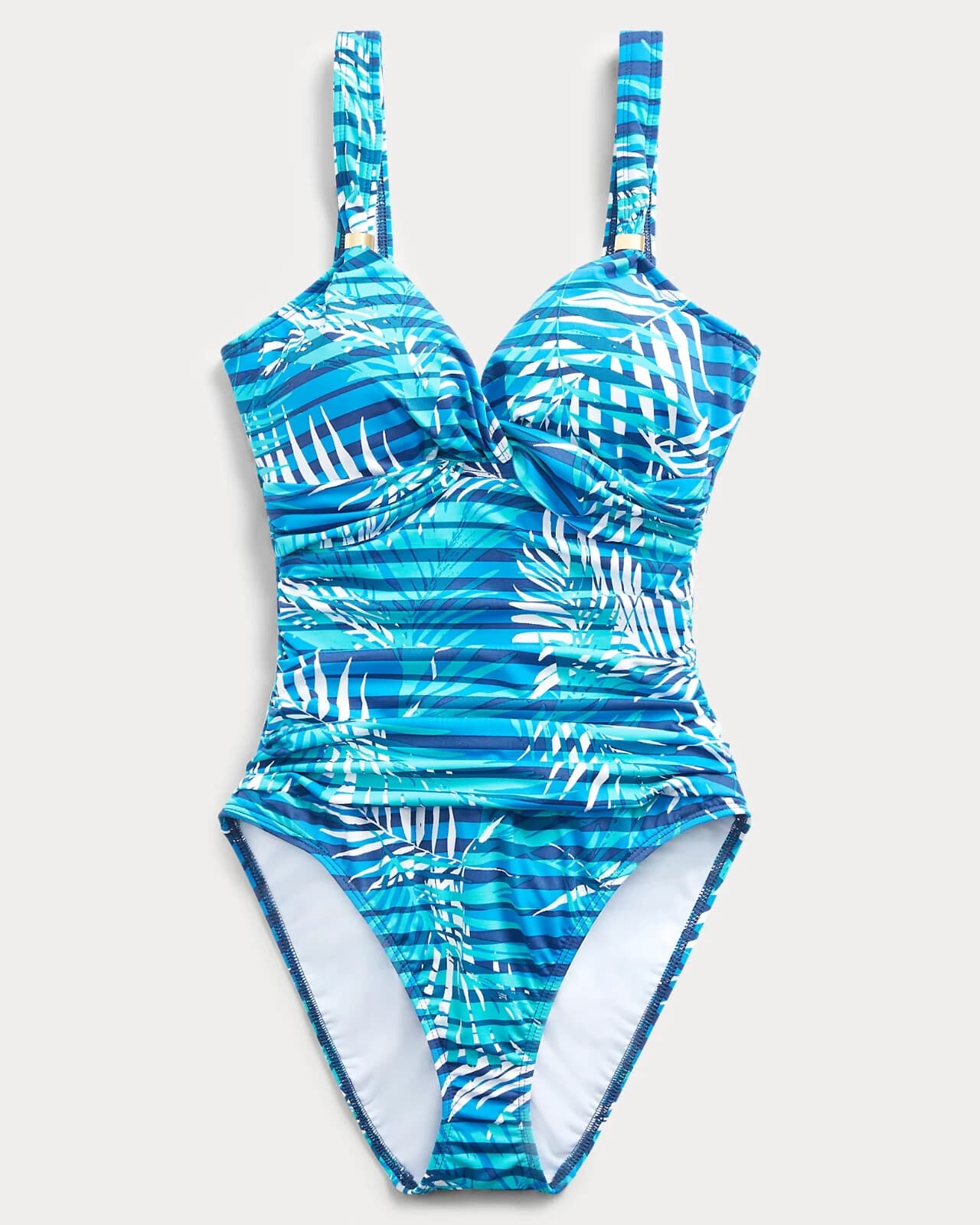 NWT Lauren Ralph Lauren $122 Palm Leaf Slimming One-Piece Swimsuit High-Cut 10 - Thumbnail 3