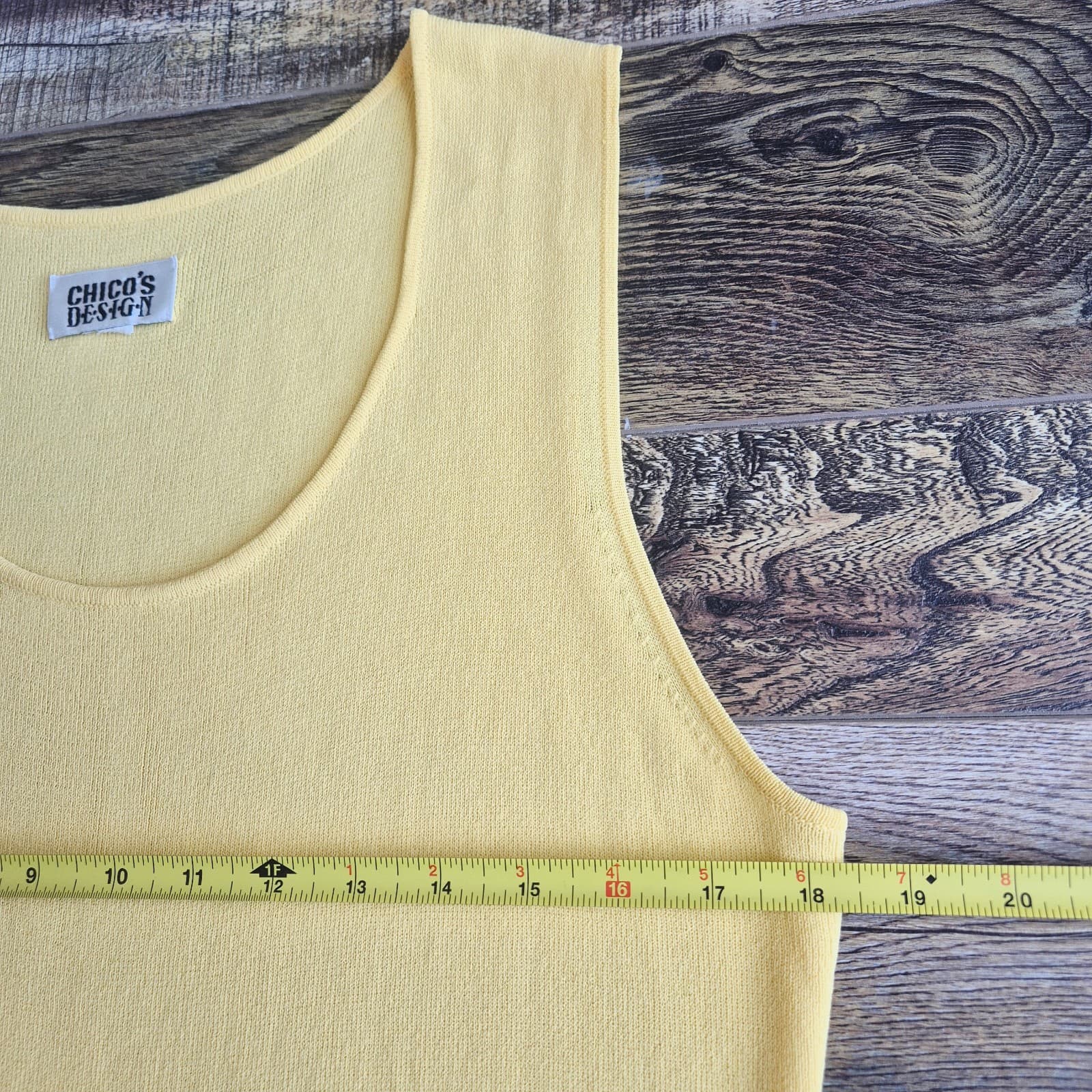 Vintage Chico's Design Scoop Neck Tank Top Knit Yellow Women's Bust 36" (L/XL) - Thumbnail 7