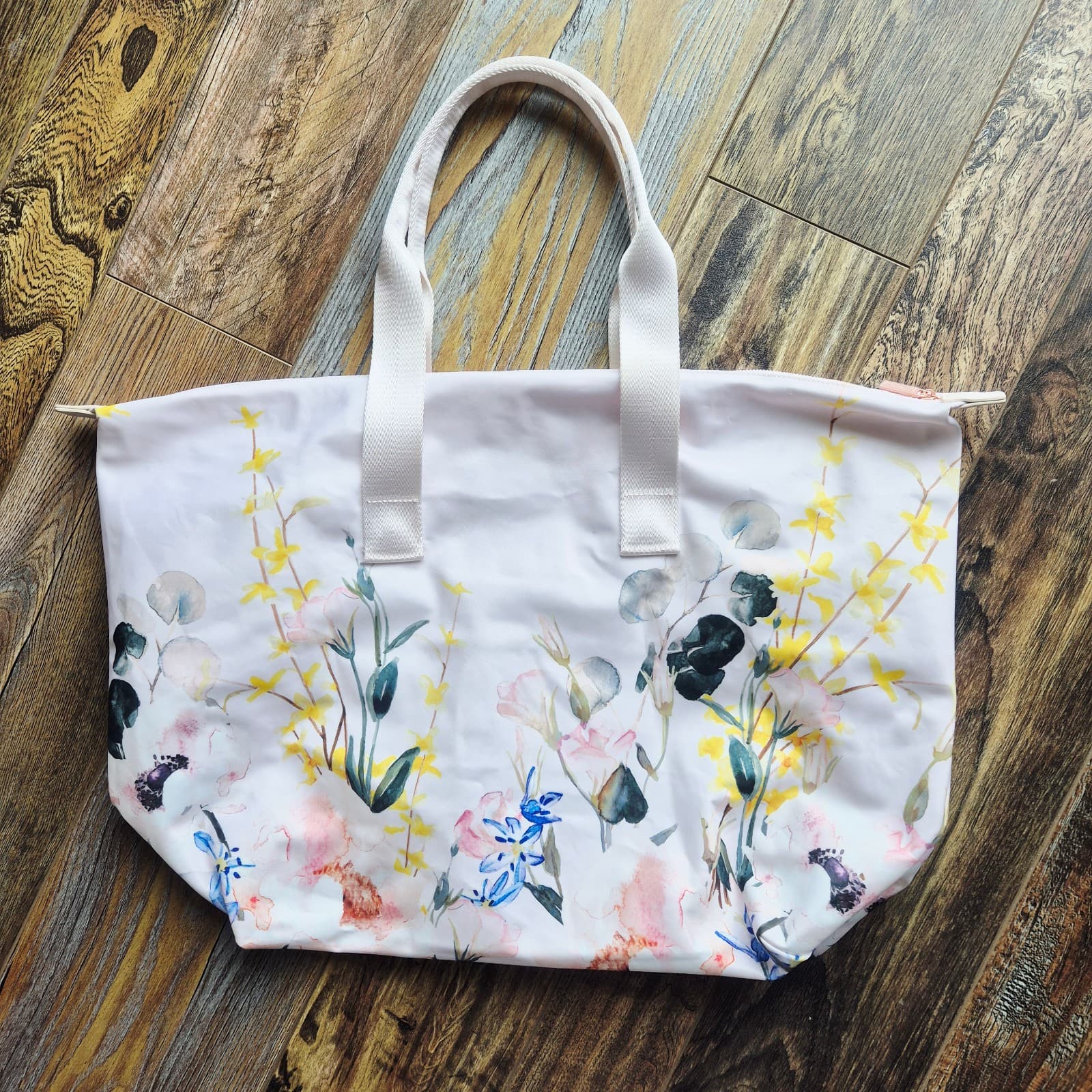 Ted Baker Vibrant Painted Meadow Floral Tote Bag Double Handles Zip-Closure Pink - Thumbnail 6