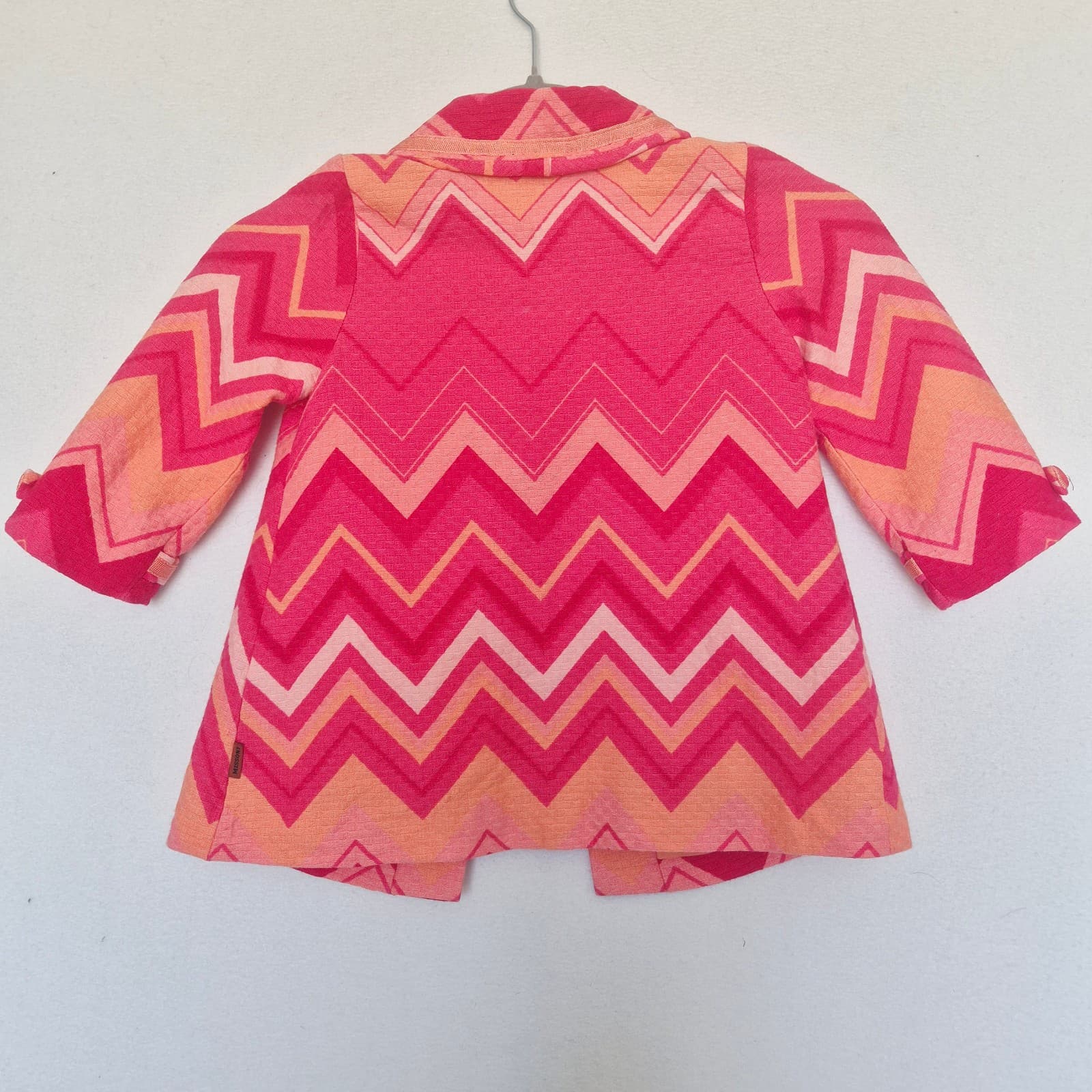 MISSONI Chevron Jacket Button Lined Pocket Cotton Blend Pink Orange Girls 2 Year - Thumbnail 8