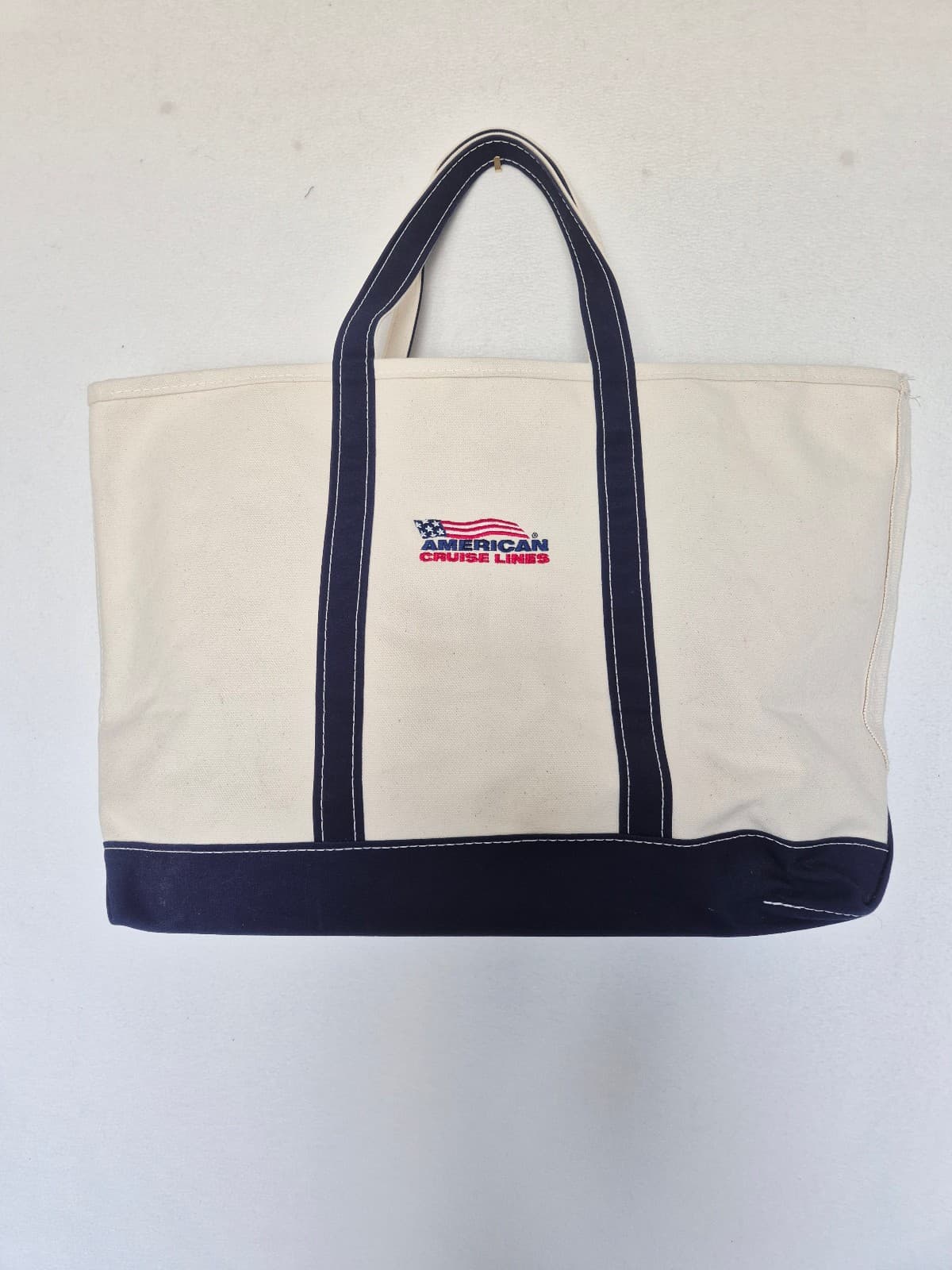 L.L.Bean Boat and Tote Made in USA Cotton Canvas Embroidered Large Tote Bag - Thumbnail 4