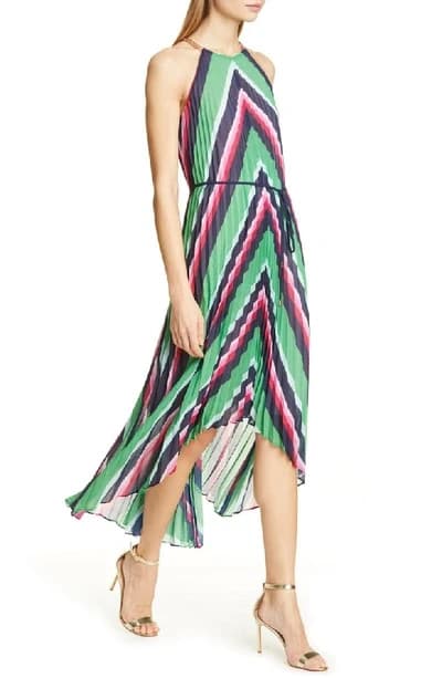 NWT Ted Baker London Shannah Striped Pleated Hi-Low Maxi Dress Halter Sz.4 (12) - Thumbnail 7