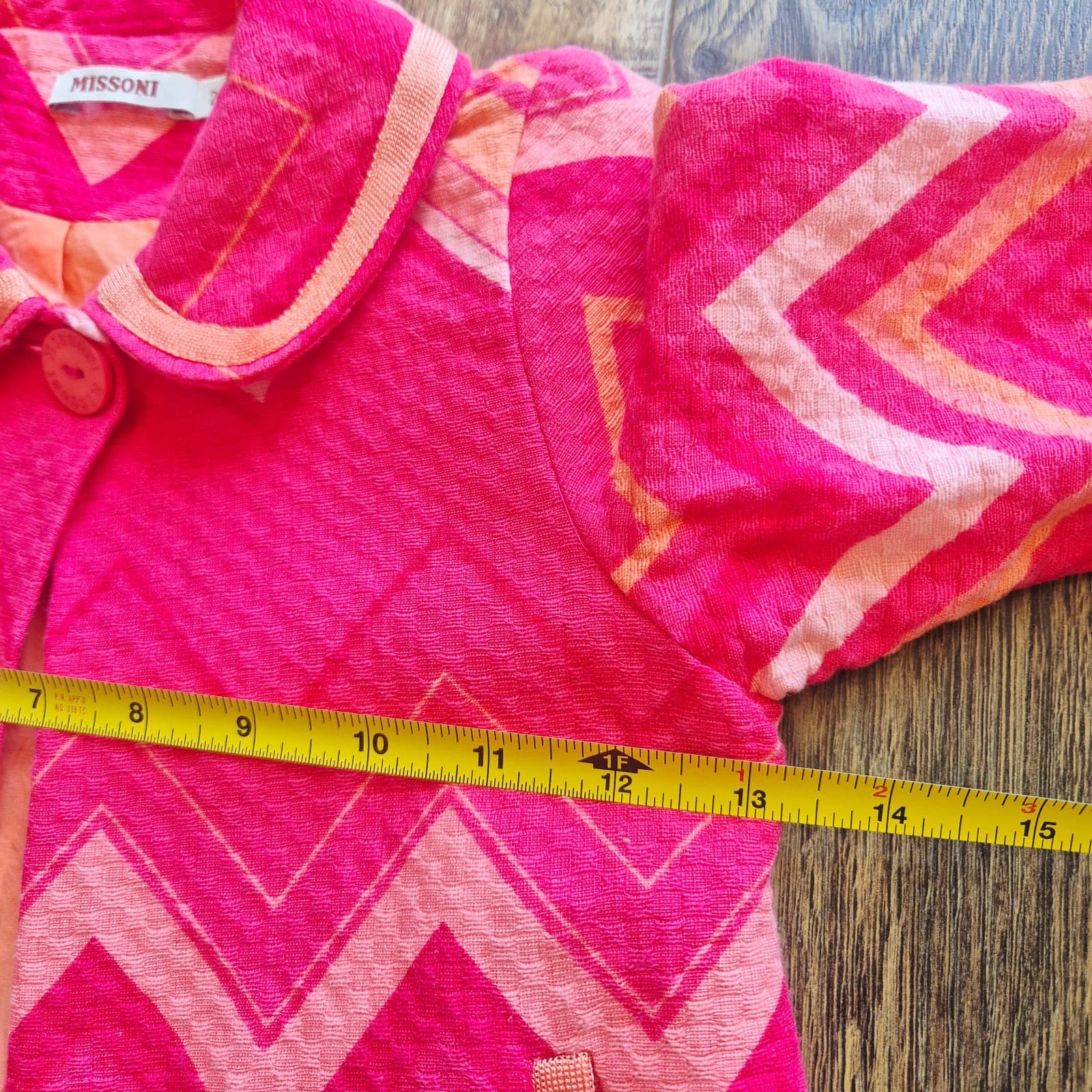 MISSONI Chevron Jacket Button Lined Pocket Cotton Blend Pink Orange Girls 2 Year - Thumbnail 13