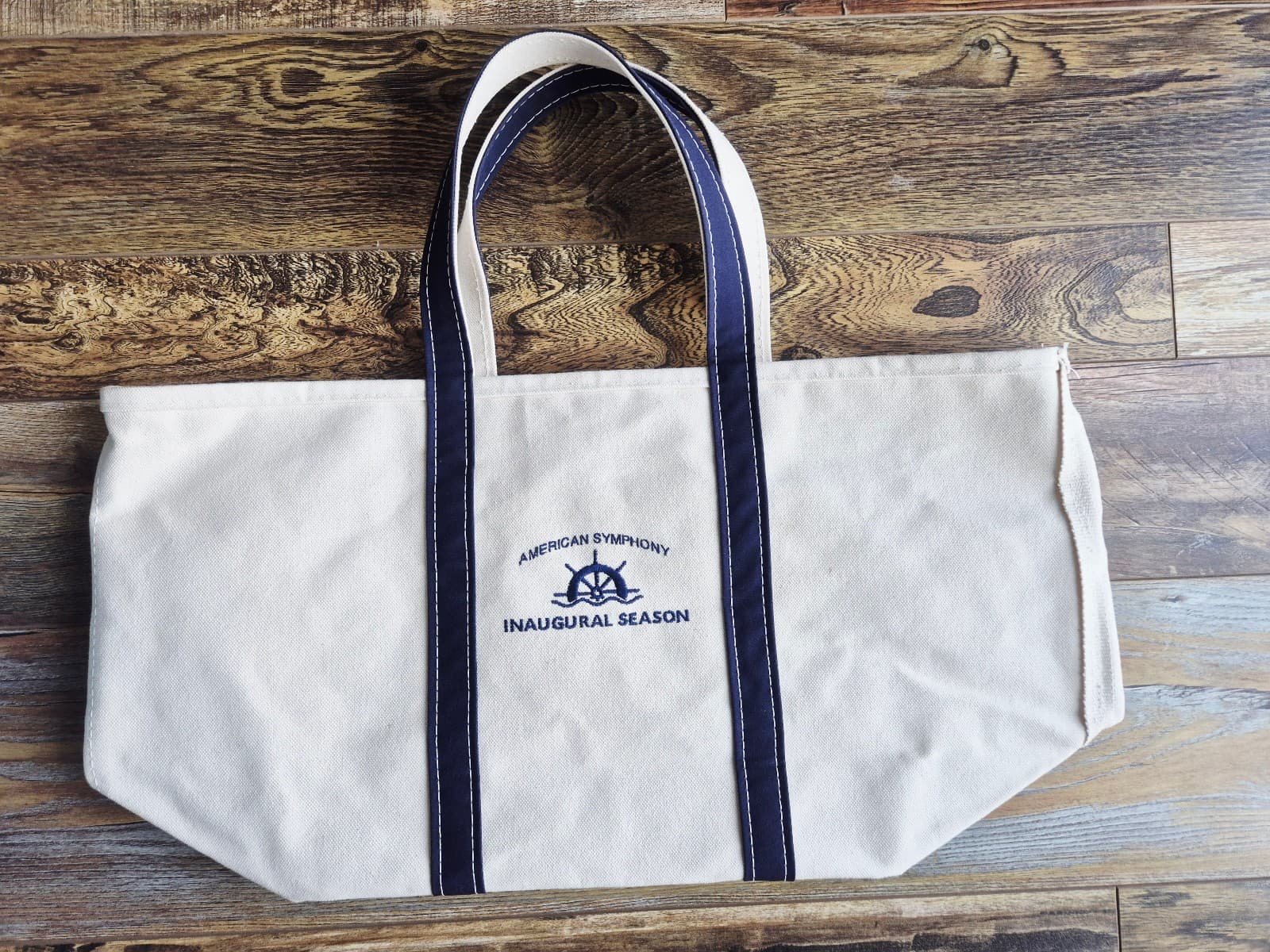 L.L.Bean Boat and Tote Made in USA Cotton Canvas Embroidered Large Tote Bag - Thumbnail 5