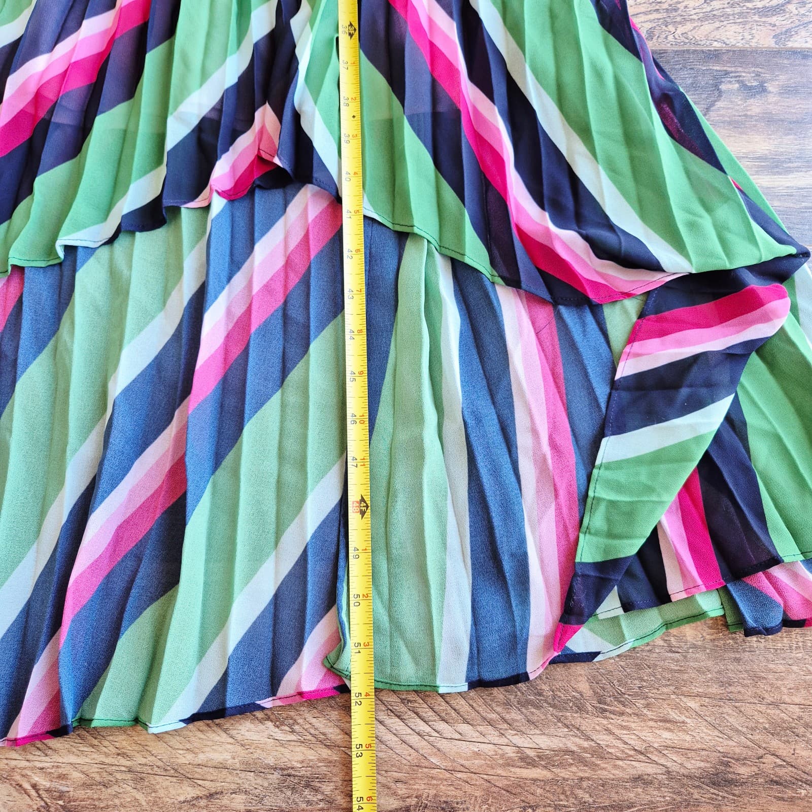 NWT Ted Baker London Shannah Striped Pleated Hi-Low Maxi Dress Halter Sz.4 (12) - Thumbnail 18