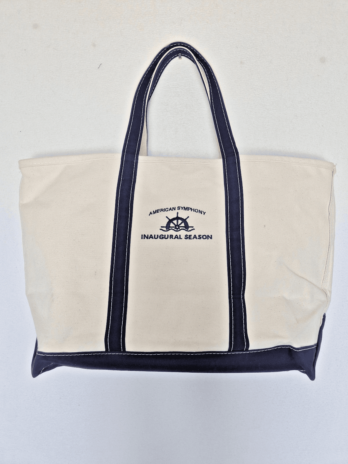 L.L.Bean Boat and Tote Made in USA Cotton Canvas Embroidered Large Tote Bag - Thumbnail 3