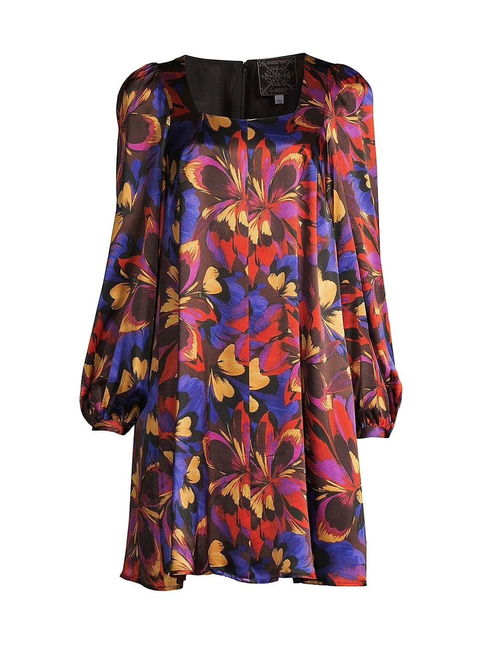 NWT Johnny Was Jade $480 Eclipse Blooms Silk Satin Mini Dress Long Sleeve Size M - Thumbnail 5