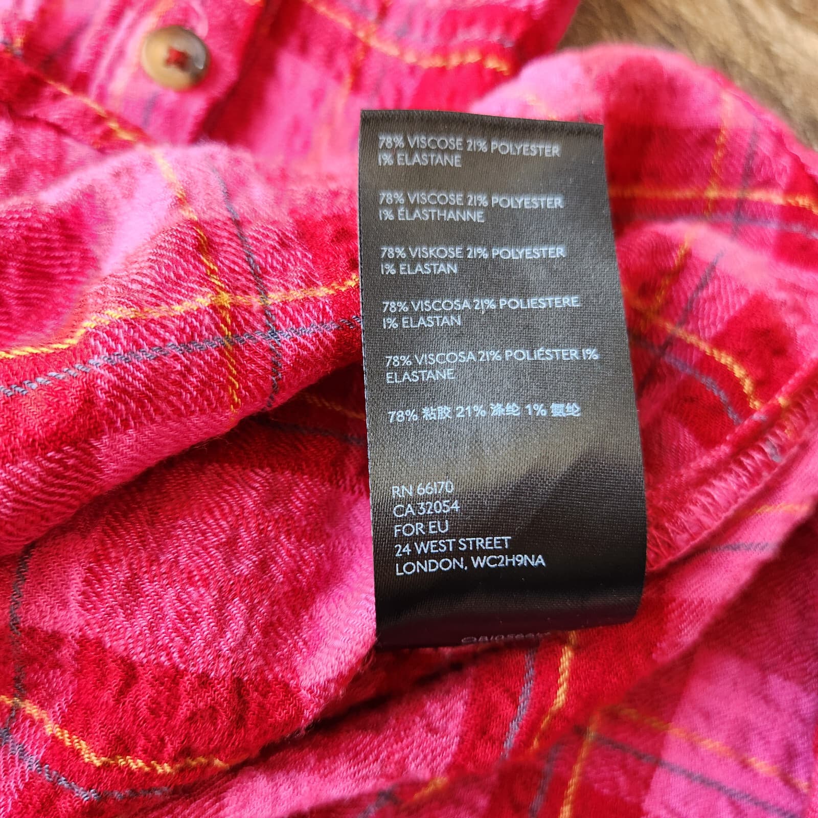 Anthropologie Isadora Plaid Flannel Crinkle Popover Shirt Long Sleeve Pink Sz.S - Thumbnail 10