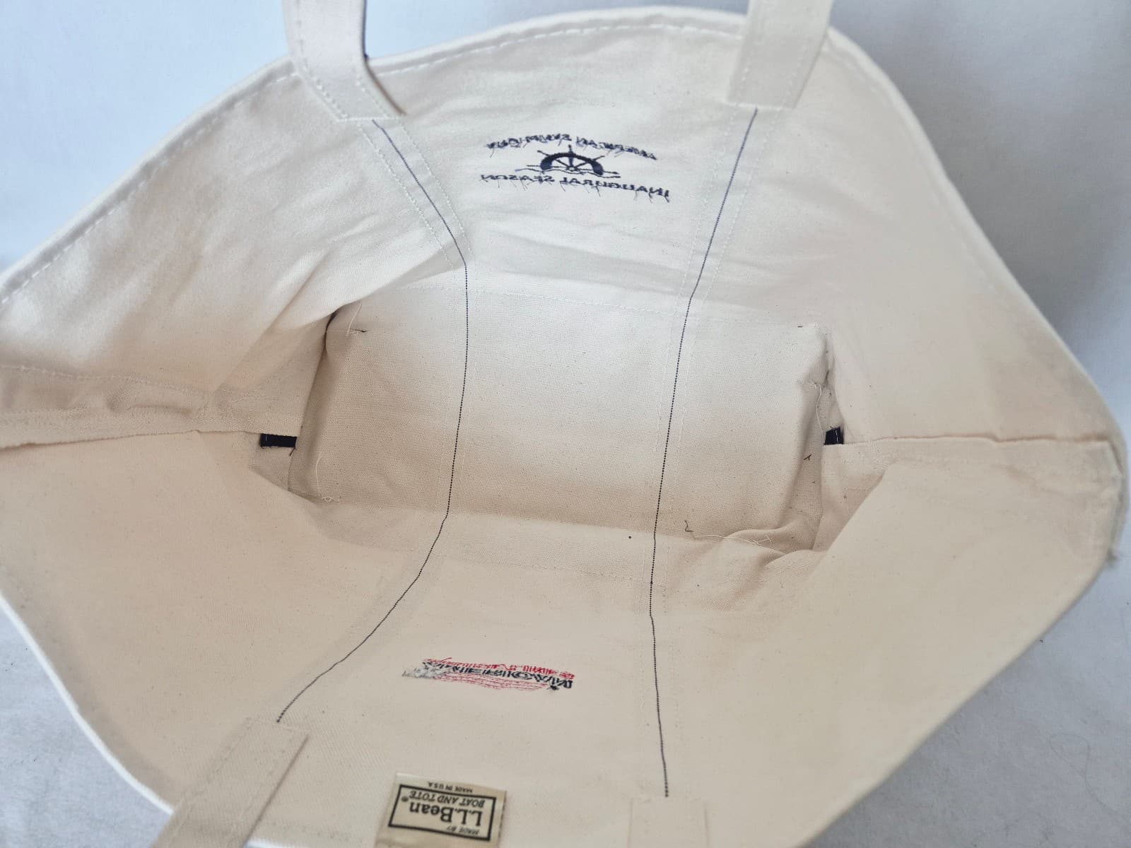 L.L.Bean Boat and Tote Made in USA Cotton Canvas Embroidered Large Tote Bag - Thumbnail 10