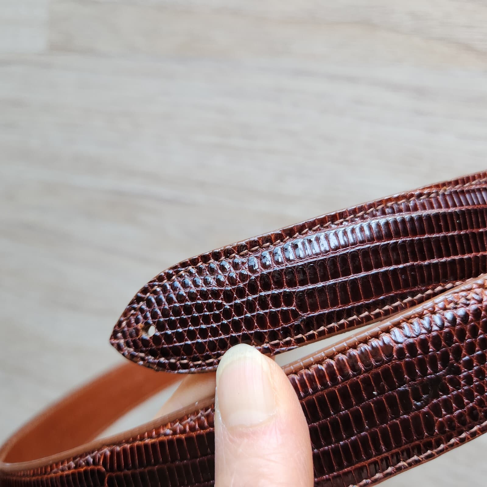 Alexander Kalifano Genuine Lizzard Made in USA 1" Belt-Strap Brown Men's 30 - Thumbnail 4