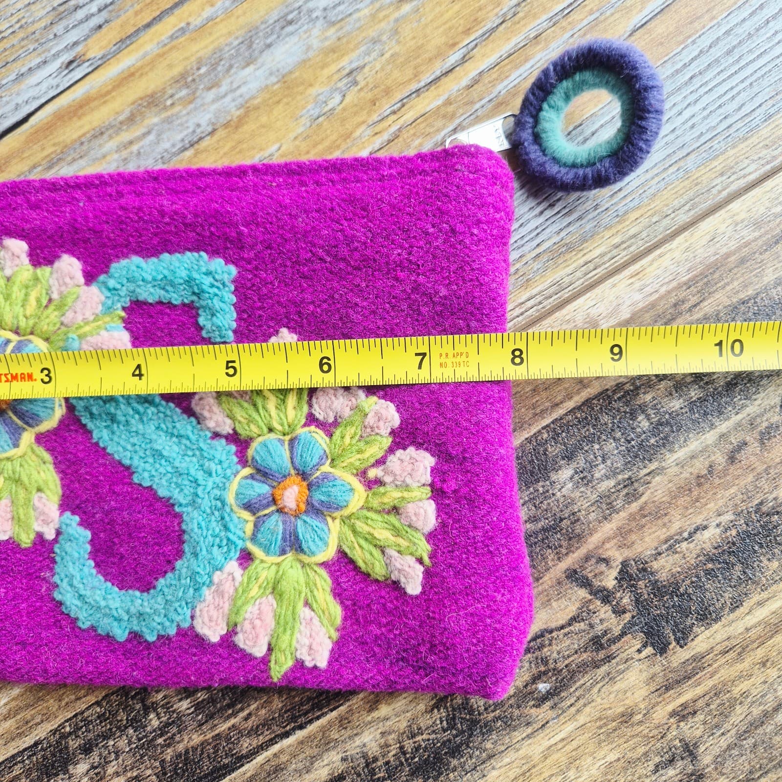 Jenny Krauss Sweet Nothings Pouch "S" Monogram Embroidered Wool Handmade in Peru - Thumbnail 10