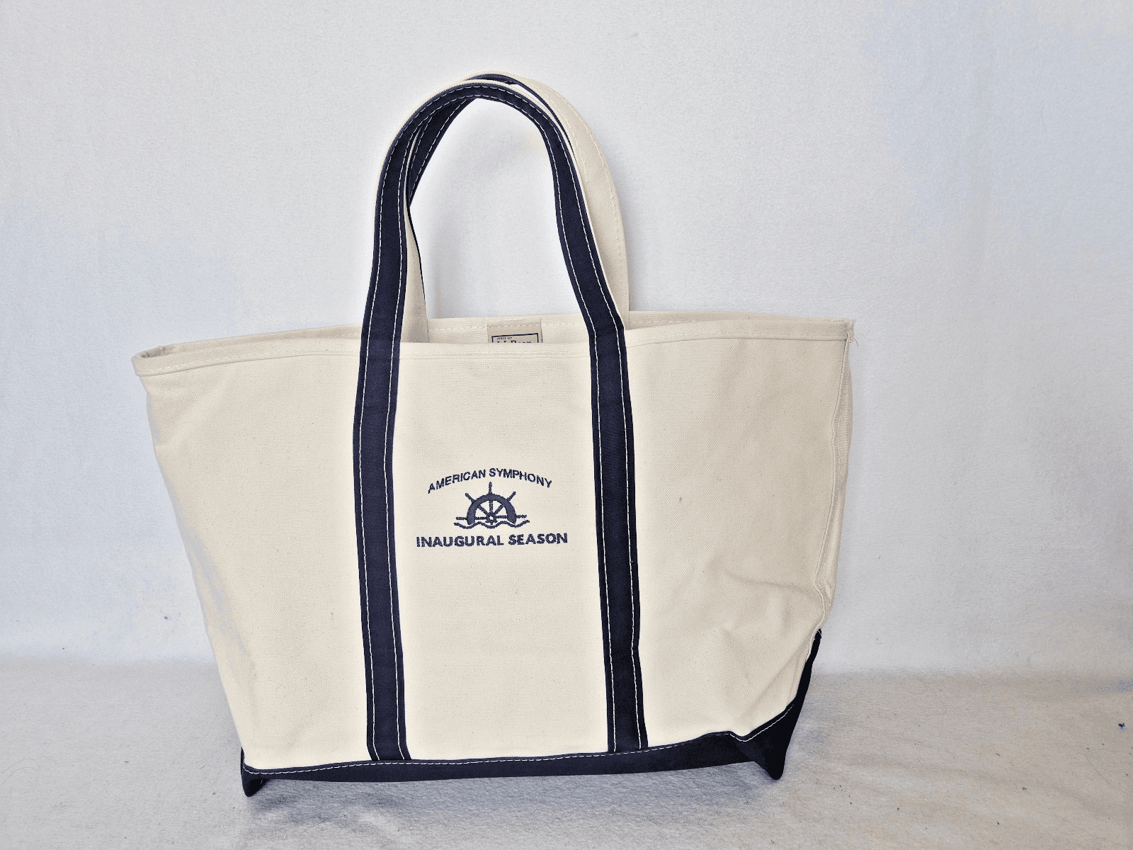 L.L.Bean Boat and Tote Made in USA Cotton Canvas Embroidered Large Tote Bag - Thumbnail 6