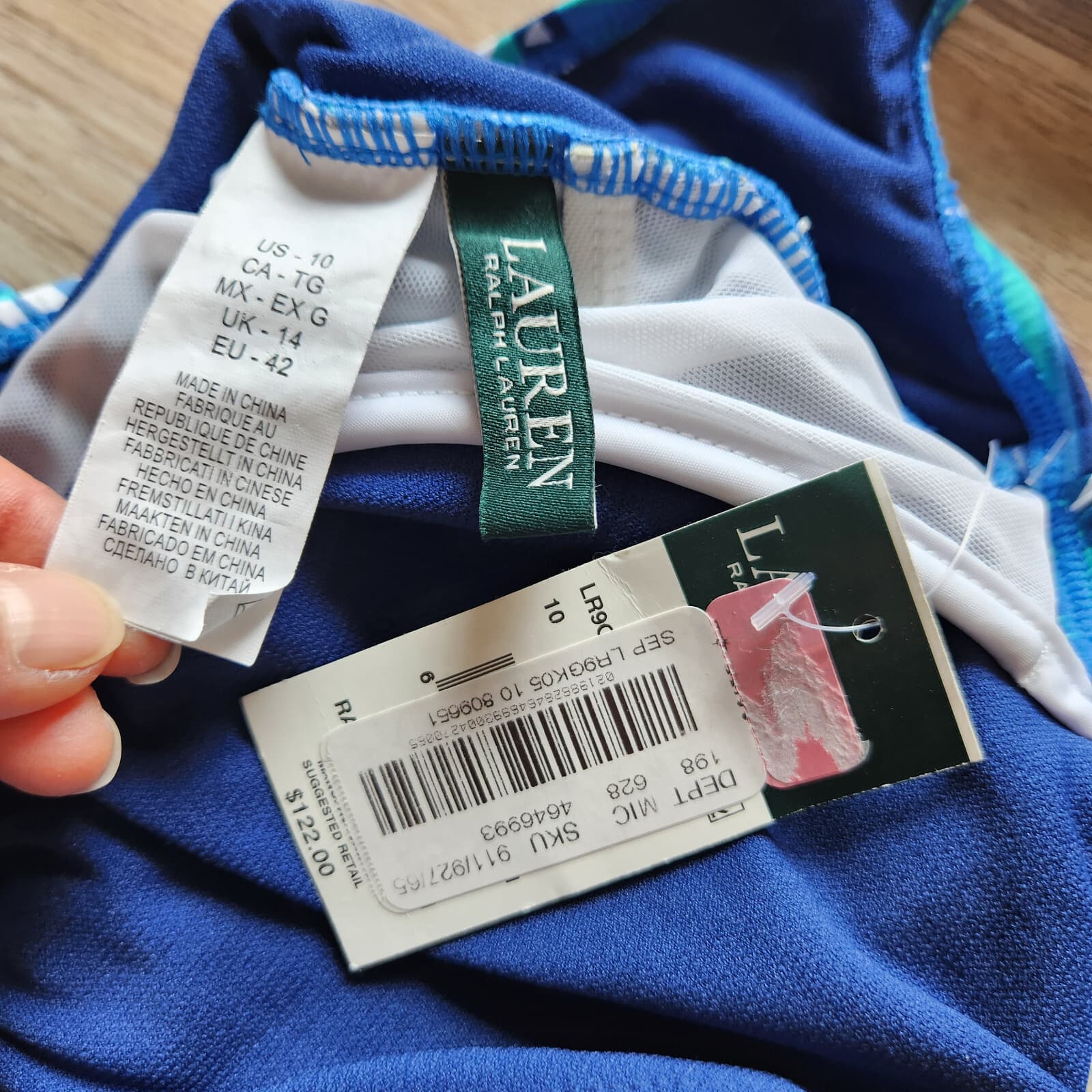NWT Lauren Ralph Lauren $122 Palm Leaf Slimming One-Piece Swimsuit High-Cut 10 - Thumbnail 11