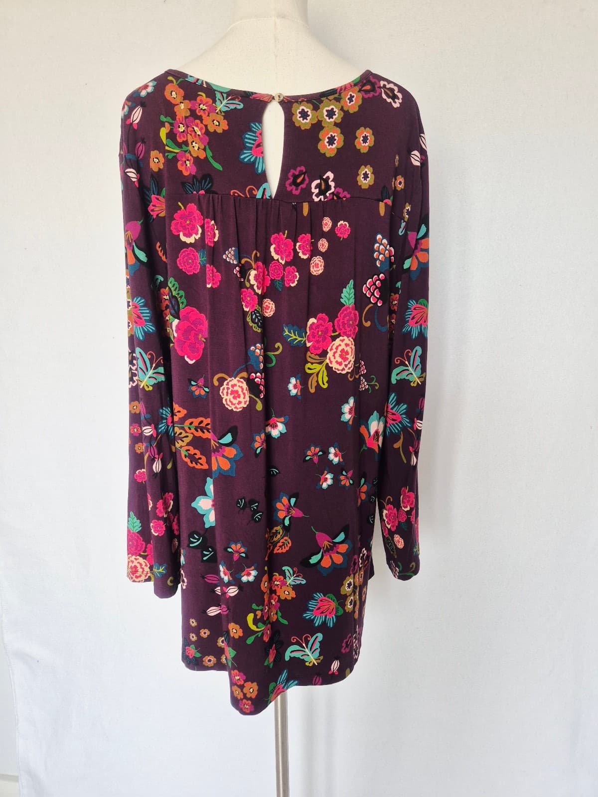 Johnny Was Adrina High Neck Swing Tunic Top Long Bell Sleeve Knit Burgundy Sz.L - Thumbnail 7