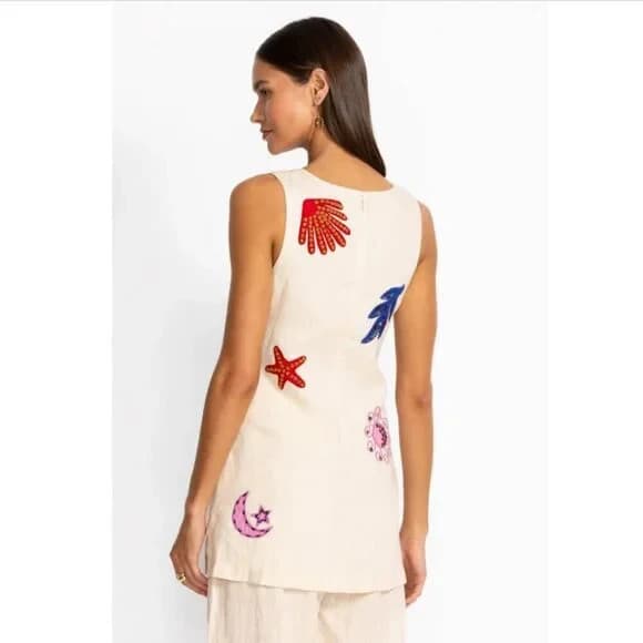 NWT Johnny Was Jade Cassady Linen Bead Embroidered Tank Top Palomas Island Sz.L - Thumbnail 11