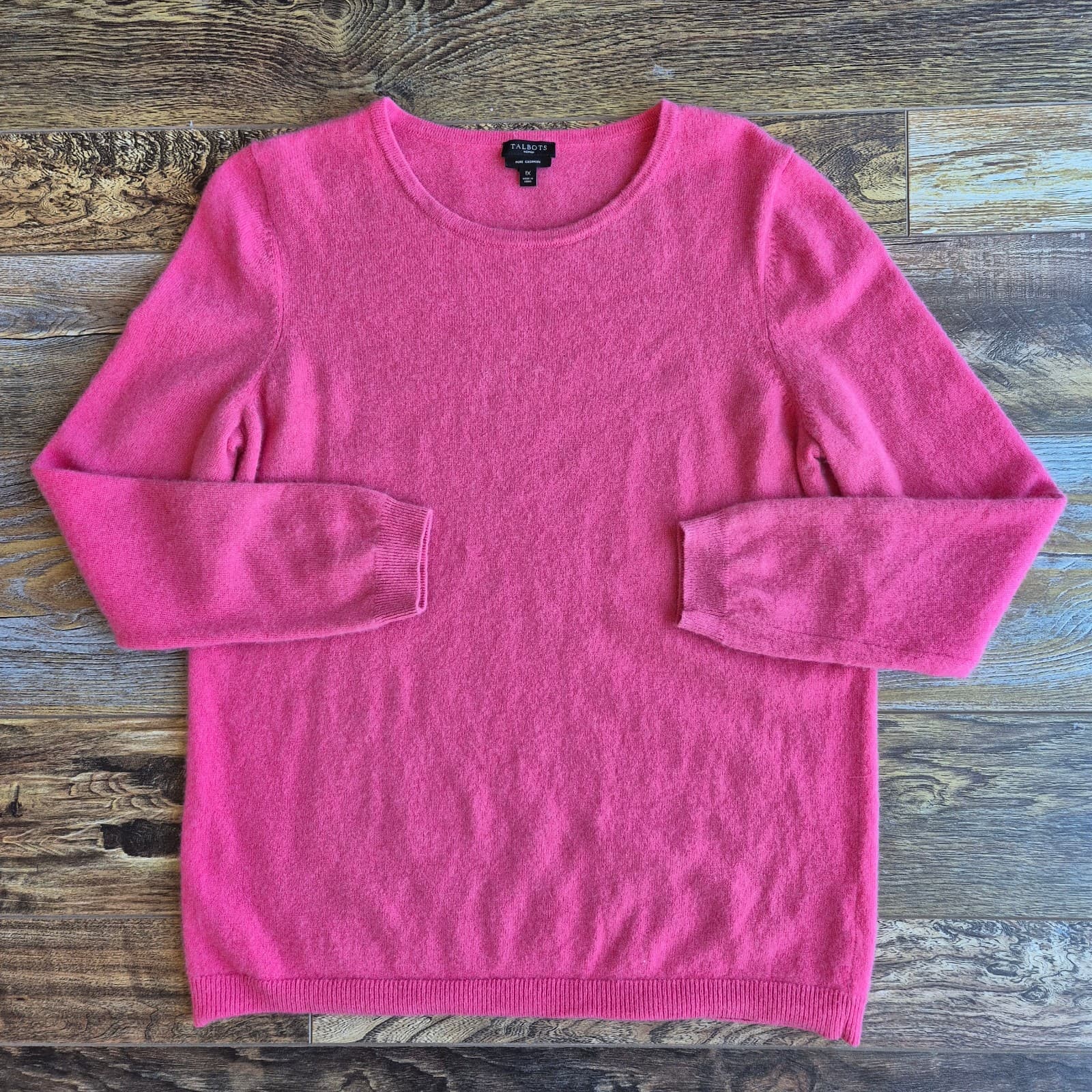 Talbots 100% Pure Cashmere Crewneck Sweater Pullover Long Sleeve Pink Women's 1X - Thumbnail 4