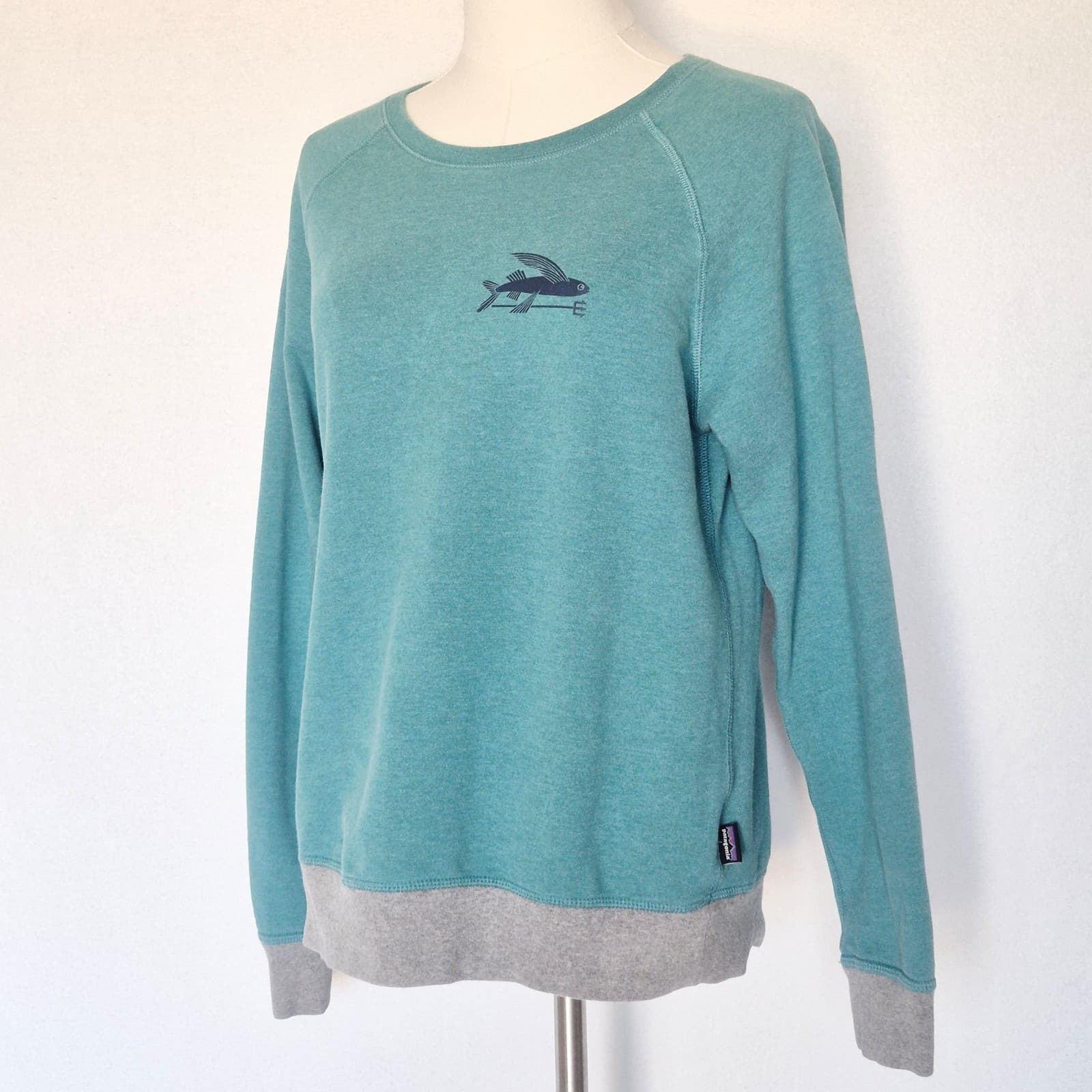 Patagonia Organic Cotton Flying Fish Midweight Fleece Crew Sweatshirt Green Sz.M - Thumbnail 2