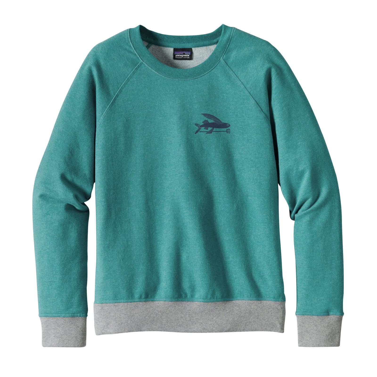 Patagonia Organic Cotton Flying Fish Midweight Fleece Crew Sweatshirt Green Sz.M - Thumbnail 3
