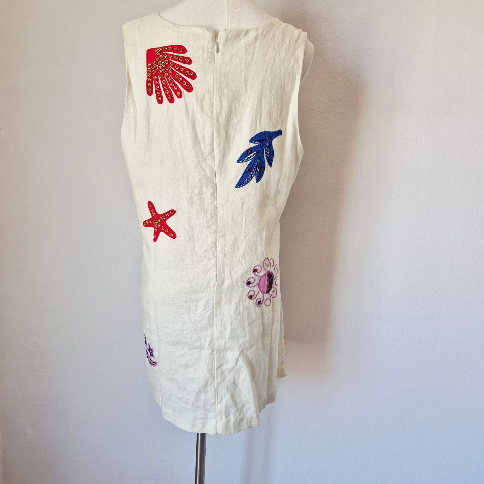 NWT Johnny Was Jade Cassady Linen Bead Embroidered Tank Top Palomas Island Sz.L - Thumbnail 10