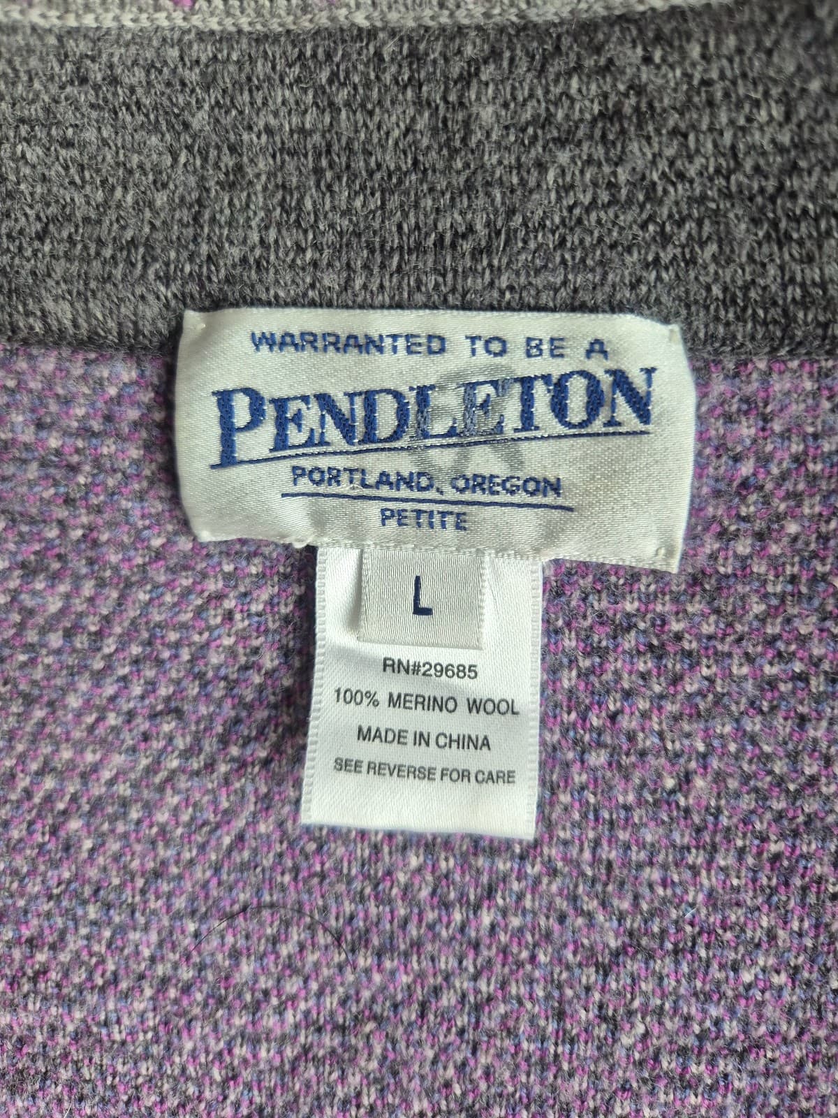 Pendelton Merino Wool Paisley Fair Isle Zip Cardigan Mock Neck Purple Women's L - Thumbnail 11
