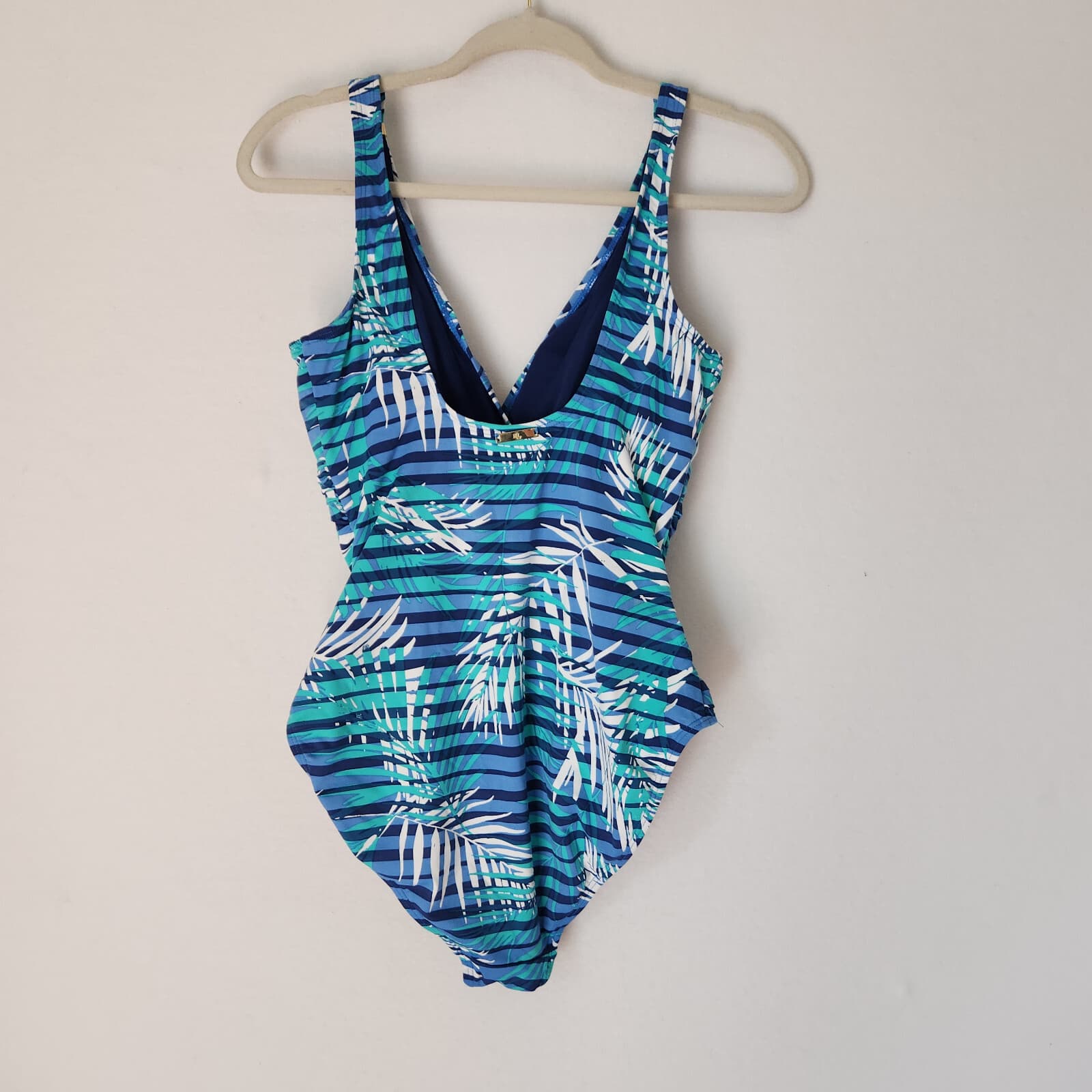 NWT Lauren Ralph Lauren $122 Palm Leaf Slimming One-Piece Swimsuit High-Cut 10 - Thumbnail 5