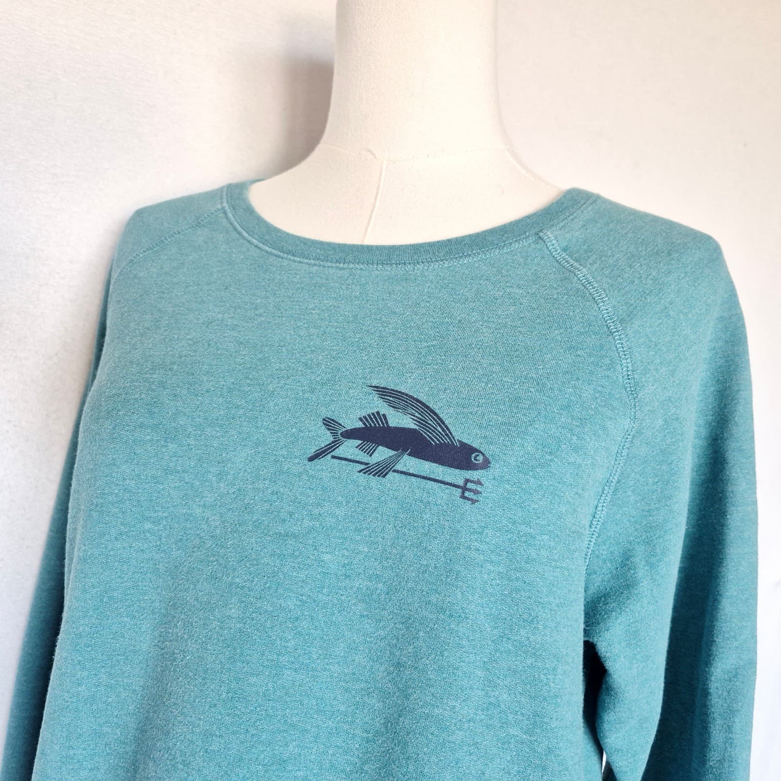 Patagonia Organic Cotton Flying Fish Midweight Fleece Crew Sweatshirt Green Sz.M - Thumbnail 6