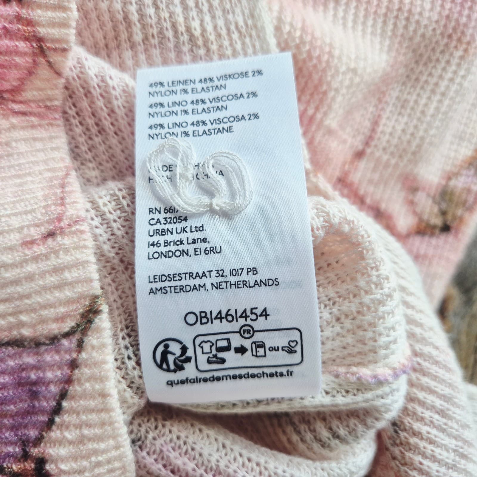 Anthropologie The Dreamer Printed Linen Blend V-Neck Sweater Pink Oversize XS - Thumbnail 12