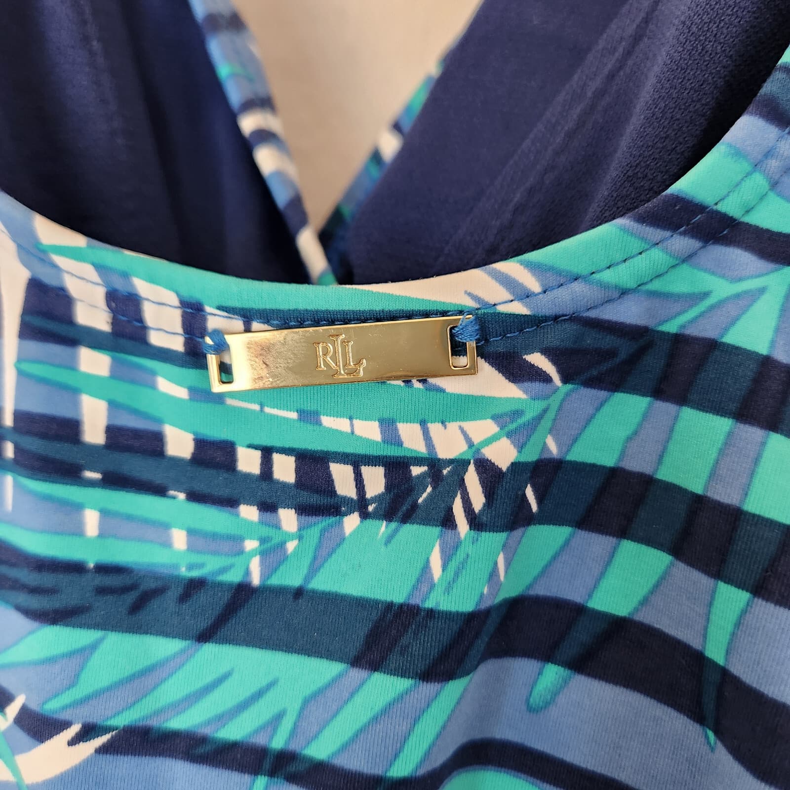 NWT Lauren Ralph Lauren $122 Palm Leaf Slimming One-Piece Swimsuit High-Cut 10 - Thumbnail 6