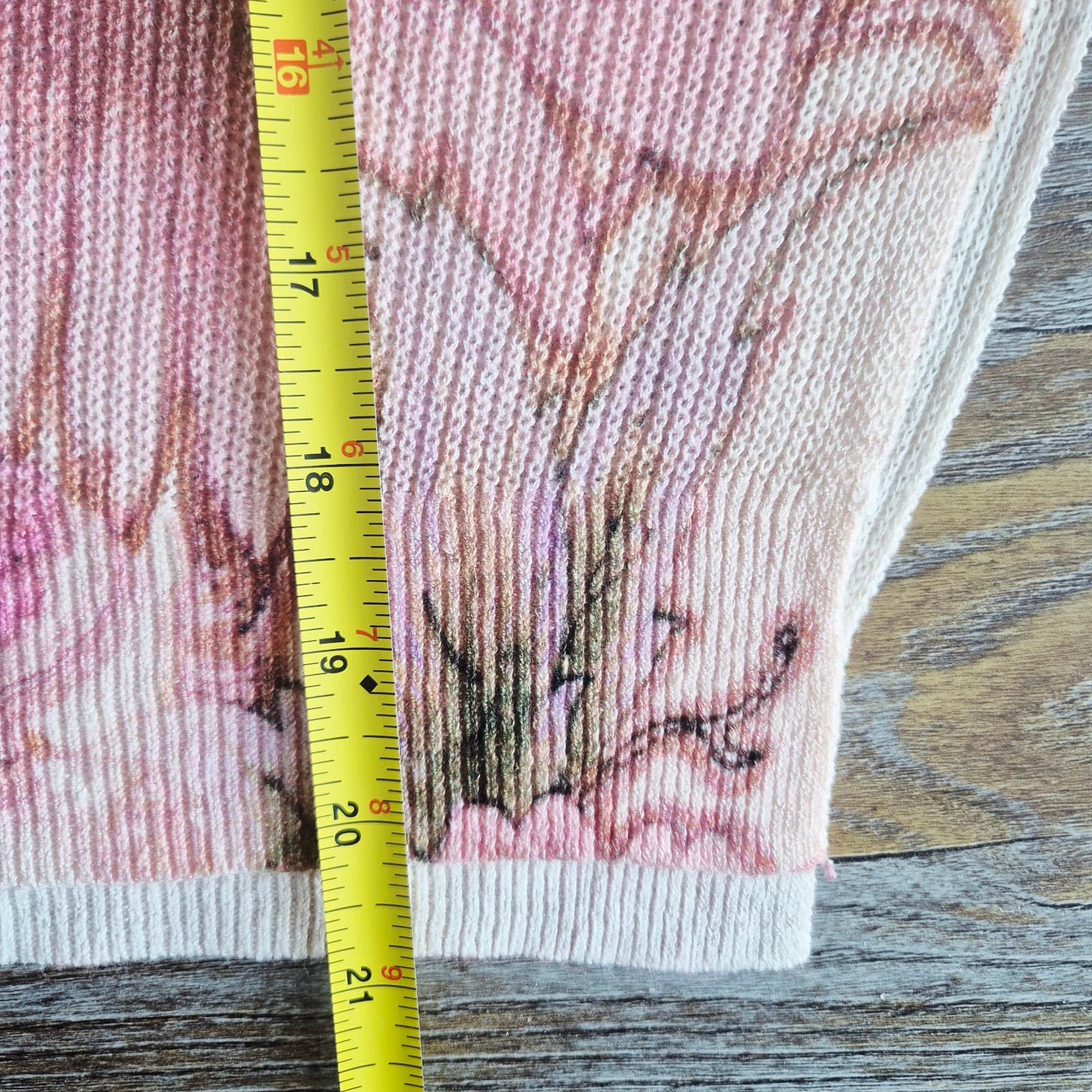 Anthropologie The Dreamer Printed Linen Blend V-Neck Sweater Pink Oversize XS - Thumbnail 15