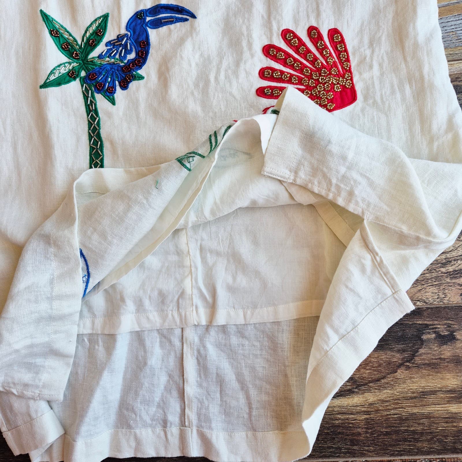 NWT Johnny Was Jade Cassady Linen Bead Embroidered Tank Top Palomas Island Sz.L - Thumbnail 12