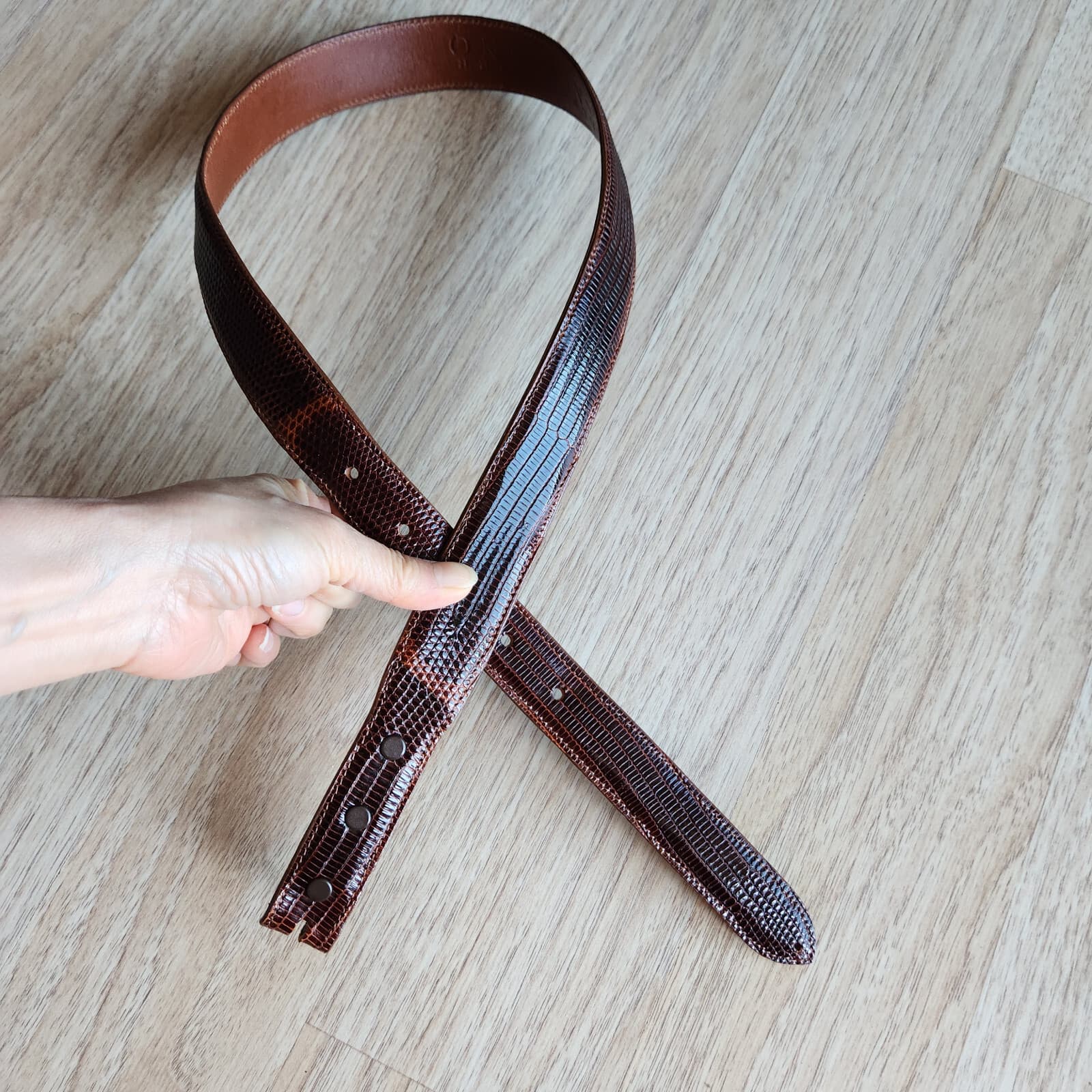 Alexander Kalifano Genuine Lizzard Made in USA 1" Belt-Strap Brown Men's 30 - Thumbnail 9