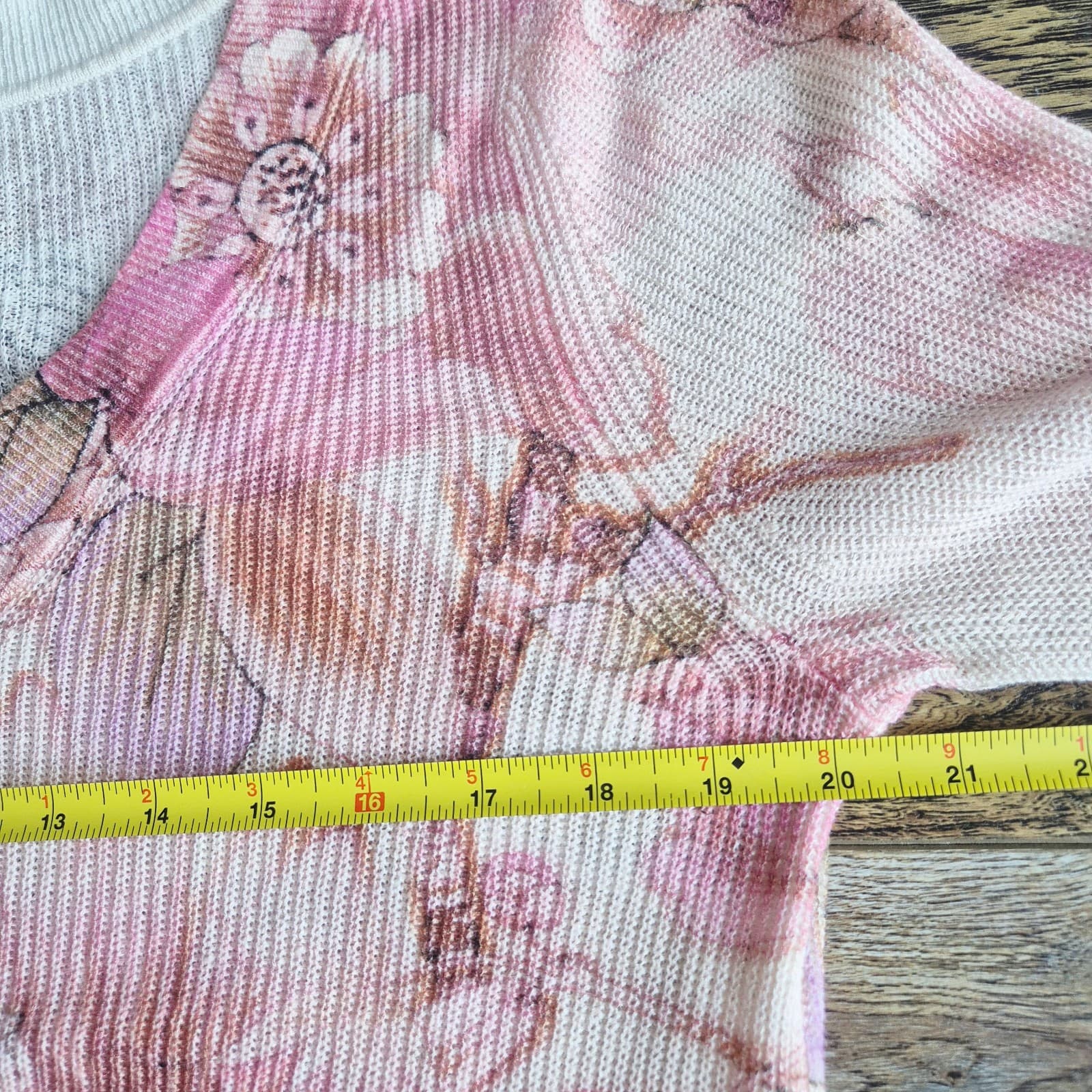 Anthropologie The Dreamer Printed Linen Blend V-Neck Sweater Pink Oversize XS - Thumbnail 14