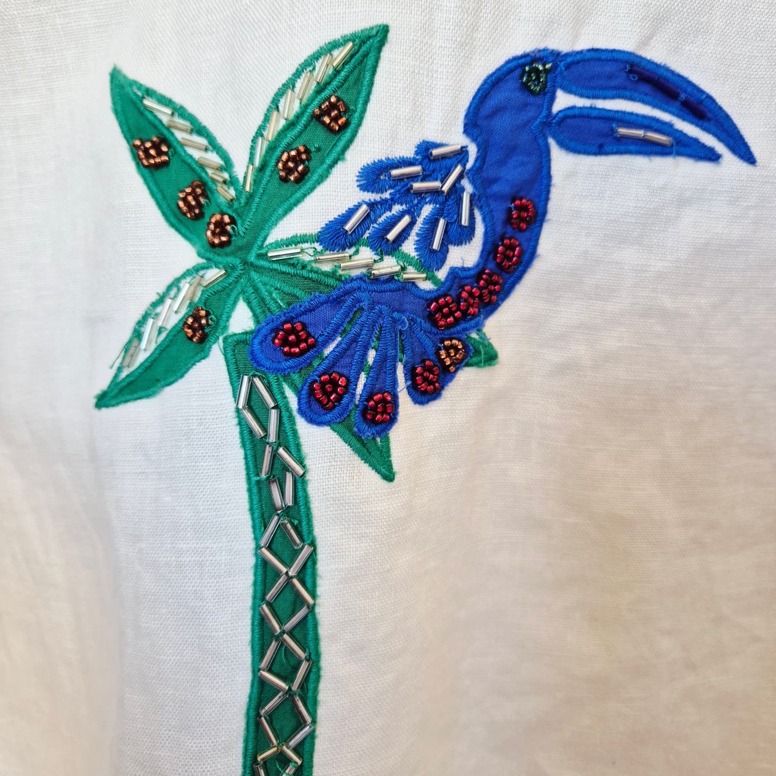 NWT Johnny Was Jade Cassady Linen Bead Embroidered Tank Top Palomas Island Sz.L - Thumbnail 7