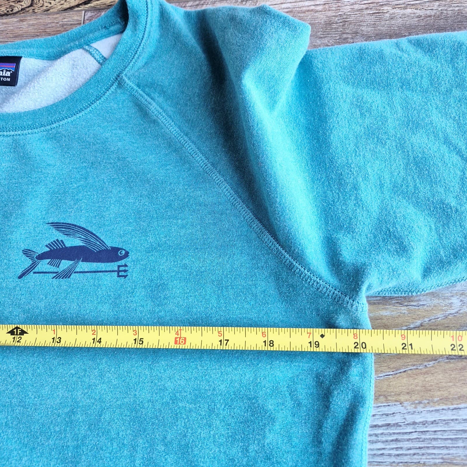Patagonia Organic Cotton Flying Fish Midweight Fleece Crew Sweatshirt Green Sz.M - Thumbnail 14