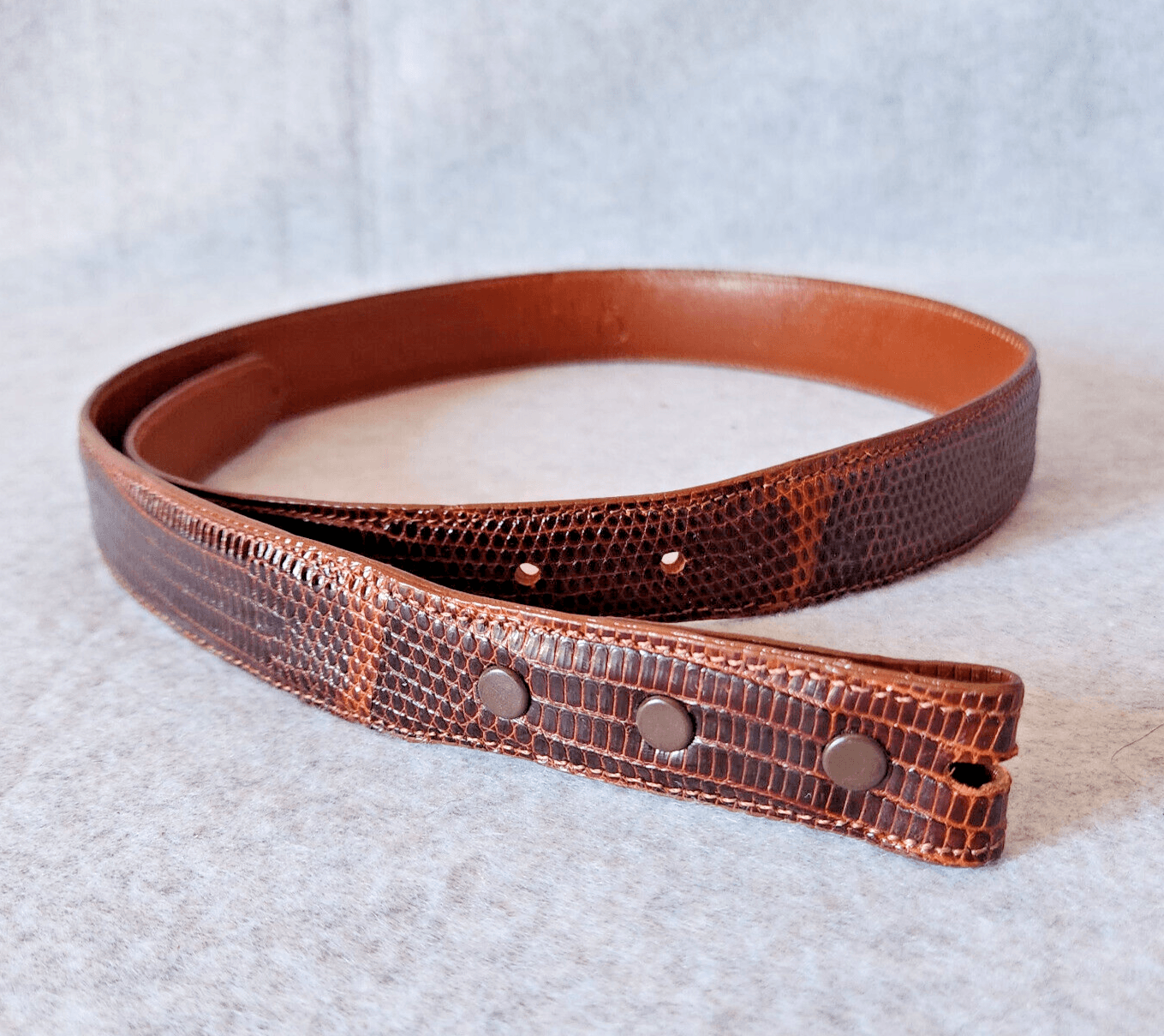Alexander Kalifano Genuine Lizzard Made in USA 1" Belt-Strap Brown Men's 30 - Thumbnail 2