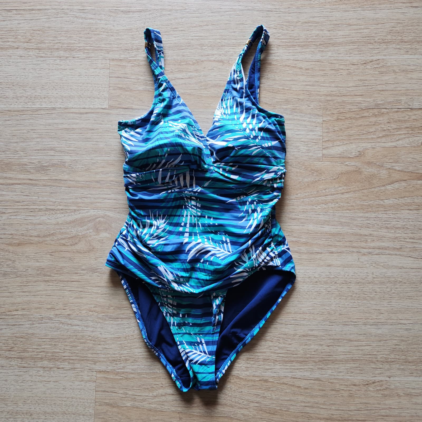 NWT Lauren Ralph Lauren $122 Palm Leaf Slimming One-Piece Swimsuit High-Cut 10 - Thumbnail 7