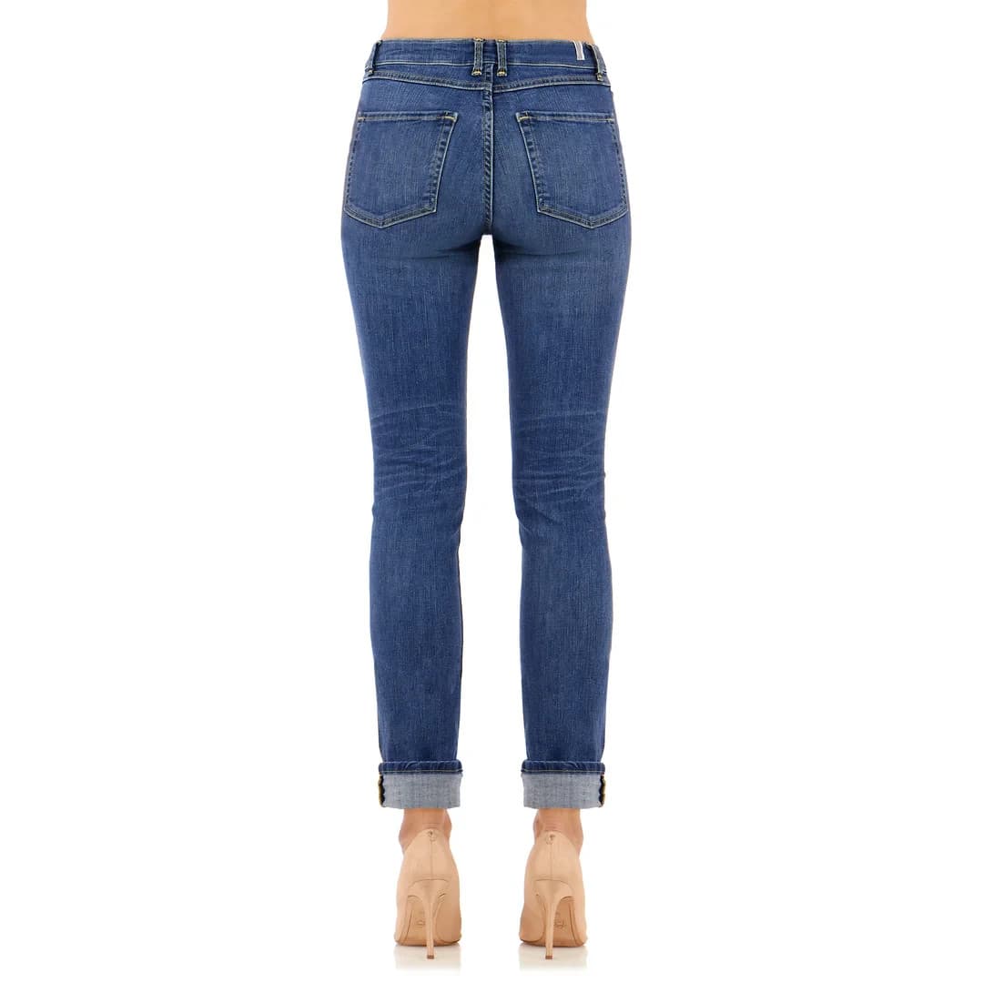 Morrison Sexy Boyfriend Cuffed Cropped Jeans High Rise Dark Wash Blue Women's 25 - Thumbnail 6