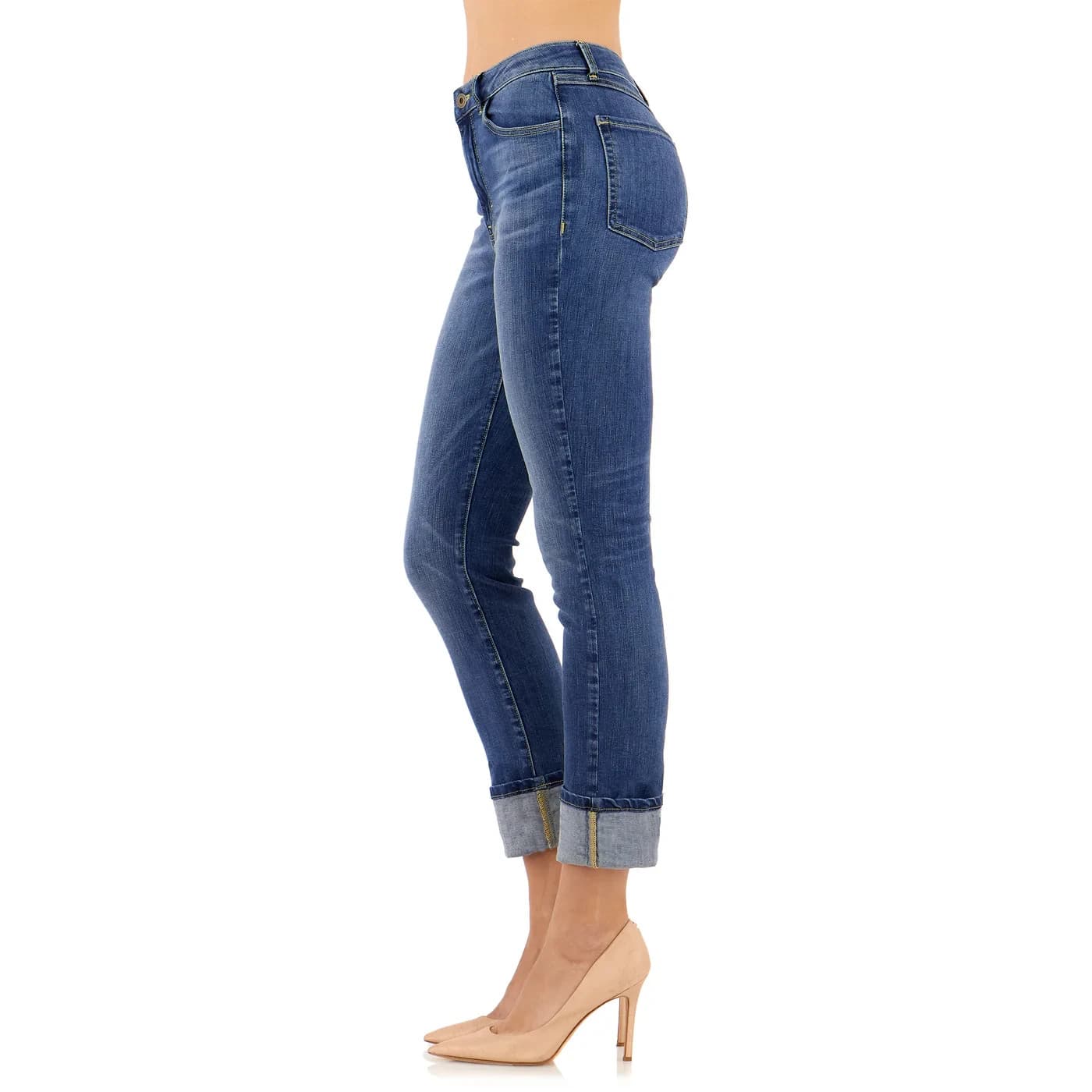 Morrison Sexy Boyfriend Cuffed Cropped Jeans High Rise Dark Wash Blue Women's 25 - Thumbnail 3