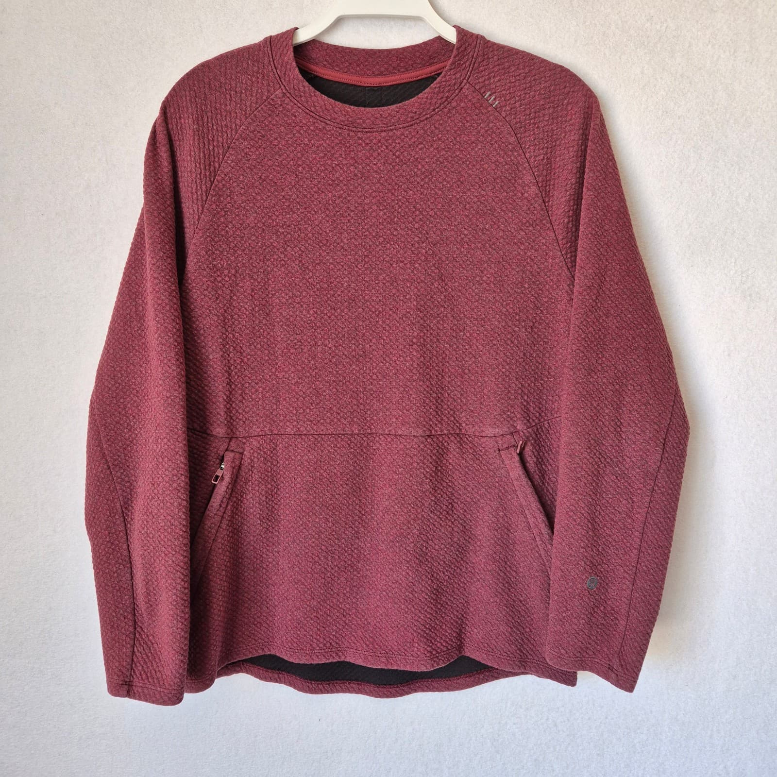 Lululemon At Ease Crew Textured Double Knit Sweatshirt Zip-Pocket Red Men's S - Thumbnail 2