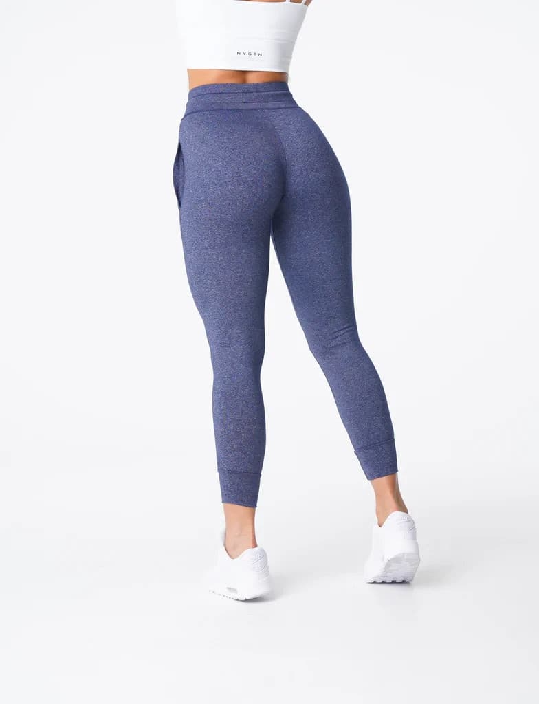NVGTN Oxford Blue Joggers High Waist Cuffed Ankle Drawstring Pocket Women's S - Thumbnail 7