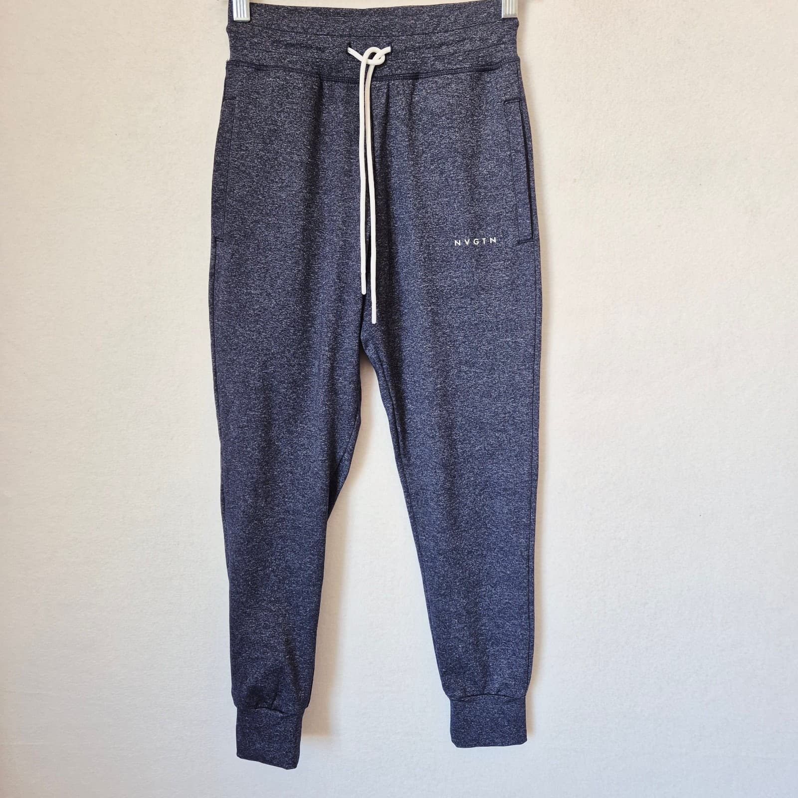 NVGTN Oxford Blue Joggers High Waist Cuffed Ankle Drawstring Pocket Women's S - Thumbnail 4