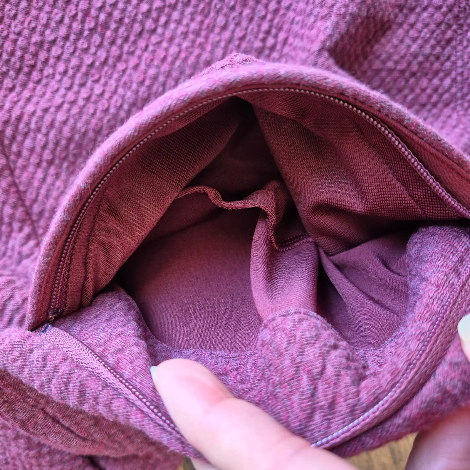 Lululemon At Ease Crew Textured Double Knit Sweatshirt Zip-Pocket Red Men's S - Thumbnail 9