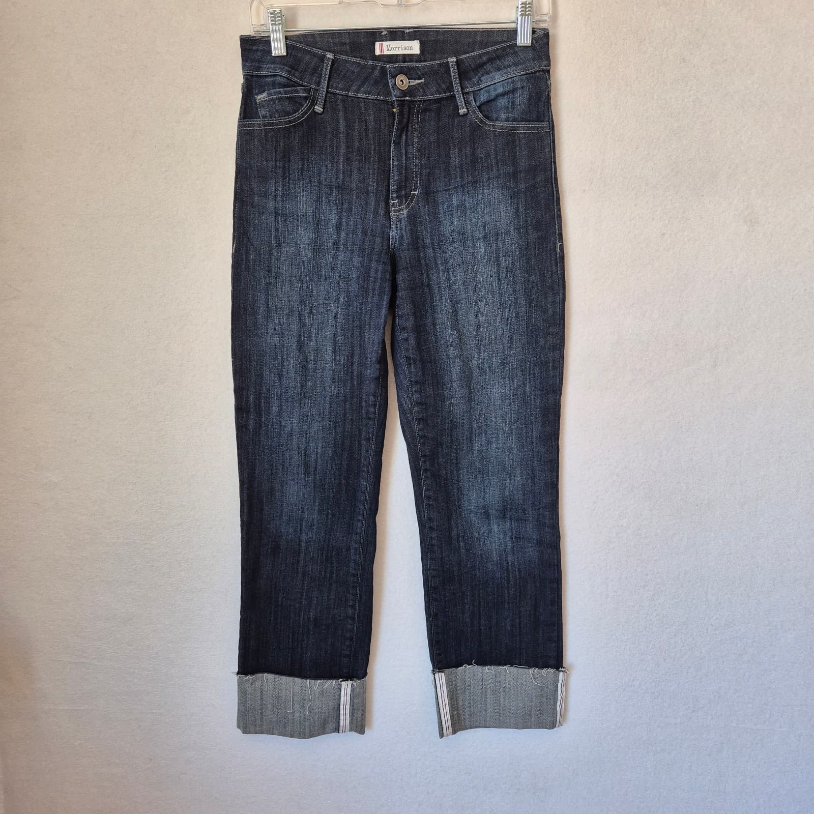 Morrison Sexy Boyfriend Cuffed Cropped Jeans High Rise Dark Wash Blue Women's 25 - Thumbnail 2