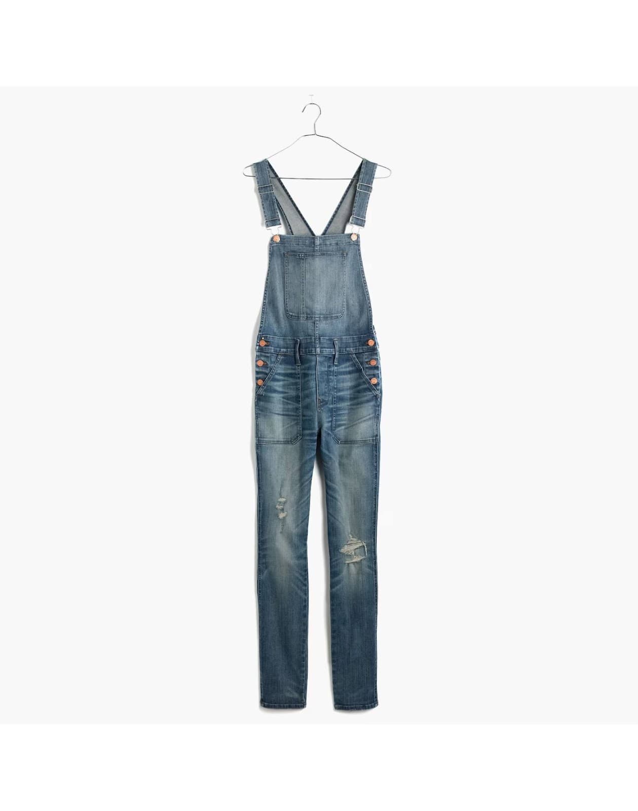 Madewell Skinny Denim Overalls Distressed Stretch Blue Adrian Wash Sz.XS #C2166 - Thumbnail 4
