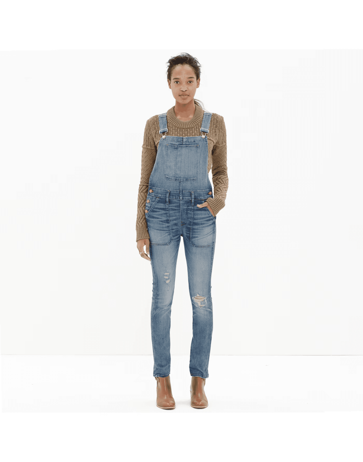 Madewell Skinny Denim Overalls Distressed Stretch Blue Adrian Wash Sz.XS #C2166 - Thumbnail 2