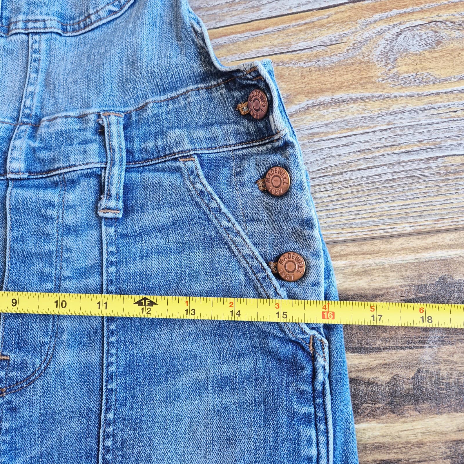 Madewell Skinny Denim Overalls Distressed Stretch Blue Adrian Wash Sz.XS #C2166 - Thumbnail 15