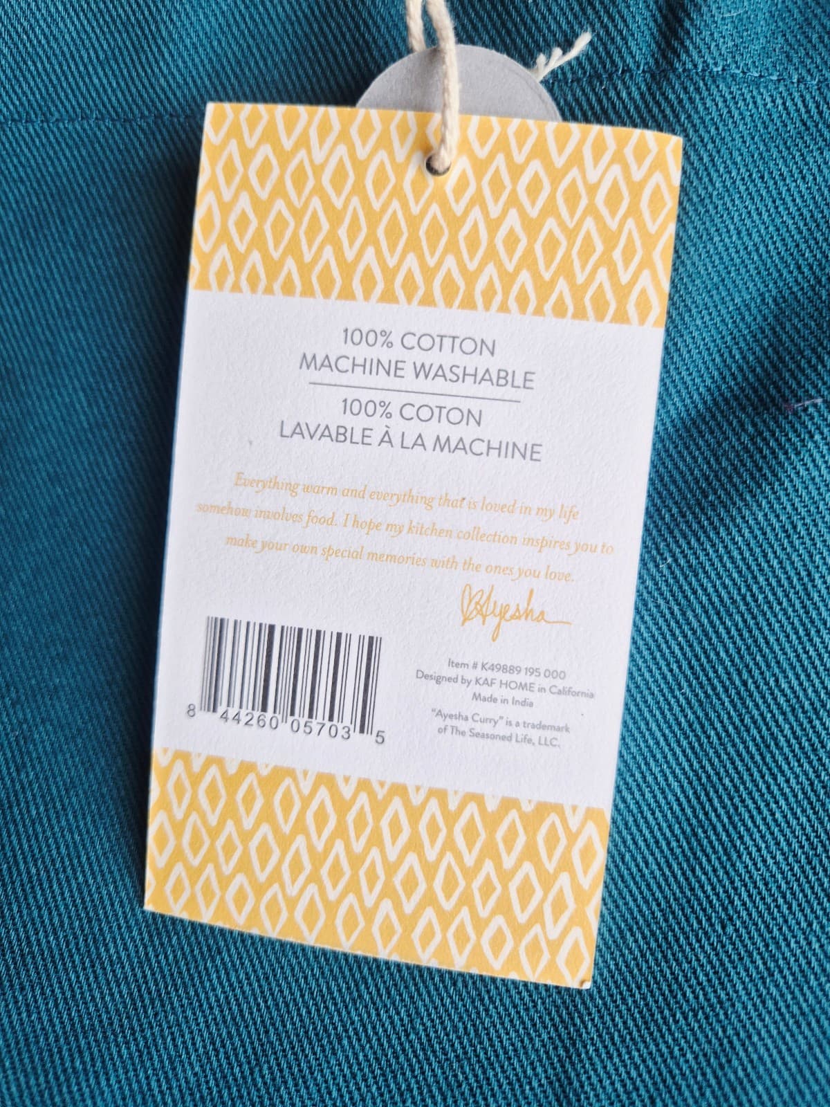 NEW KAF HOME Ayesha Curry Twill Cotton Apron Pockets Adjustable Strap Green - Thumbnail 9